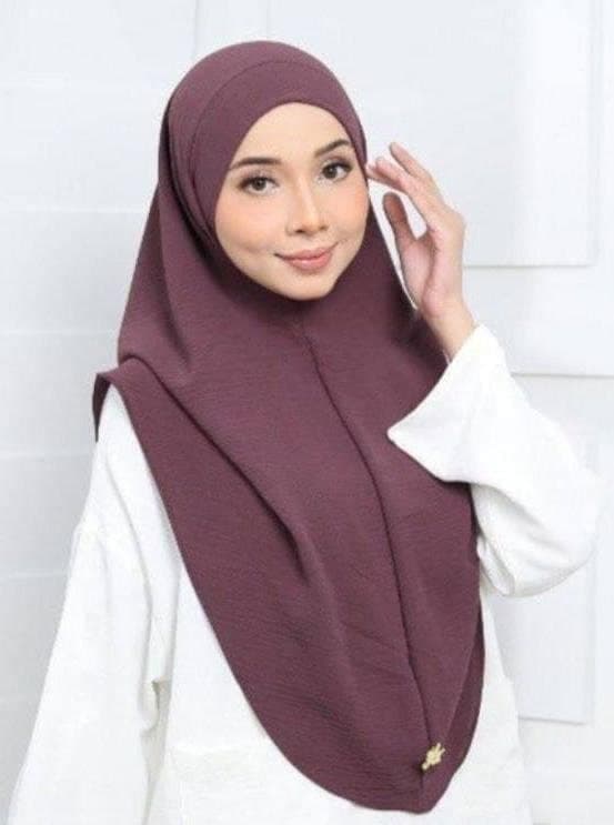 3X Instant Khimar Hijab Cey Crepe, Crease Resistant Tie Back Easy On