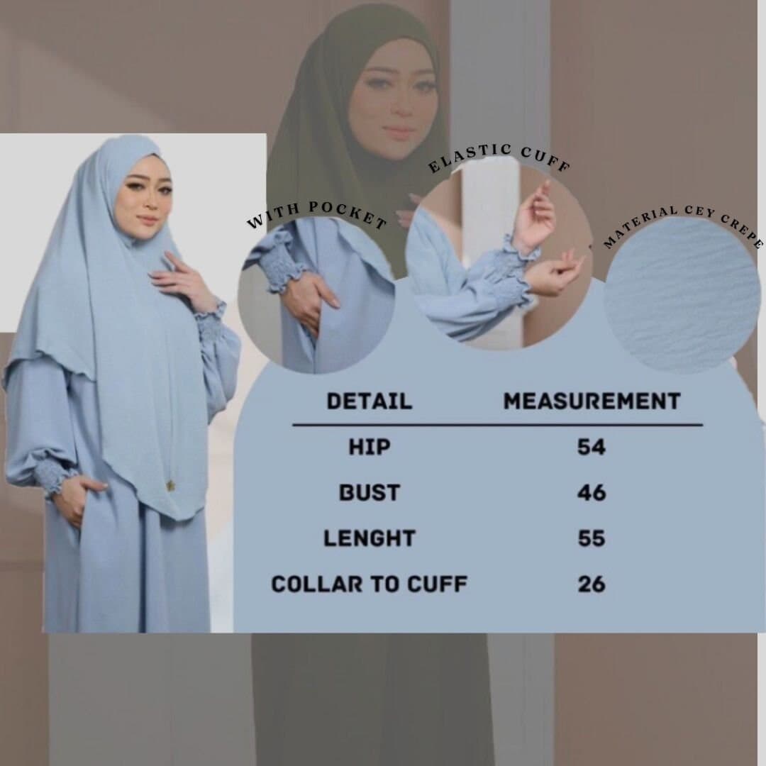 Cey Crepe Abaya Set: Khimar, Niqab, Ironless Muslim Dress - image 3