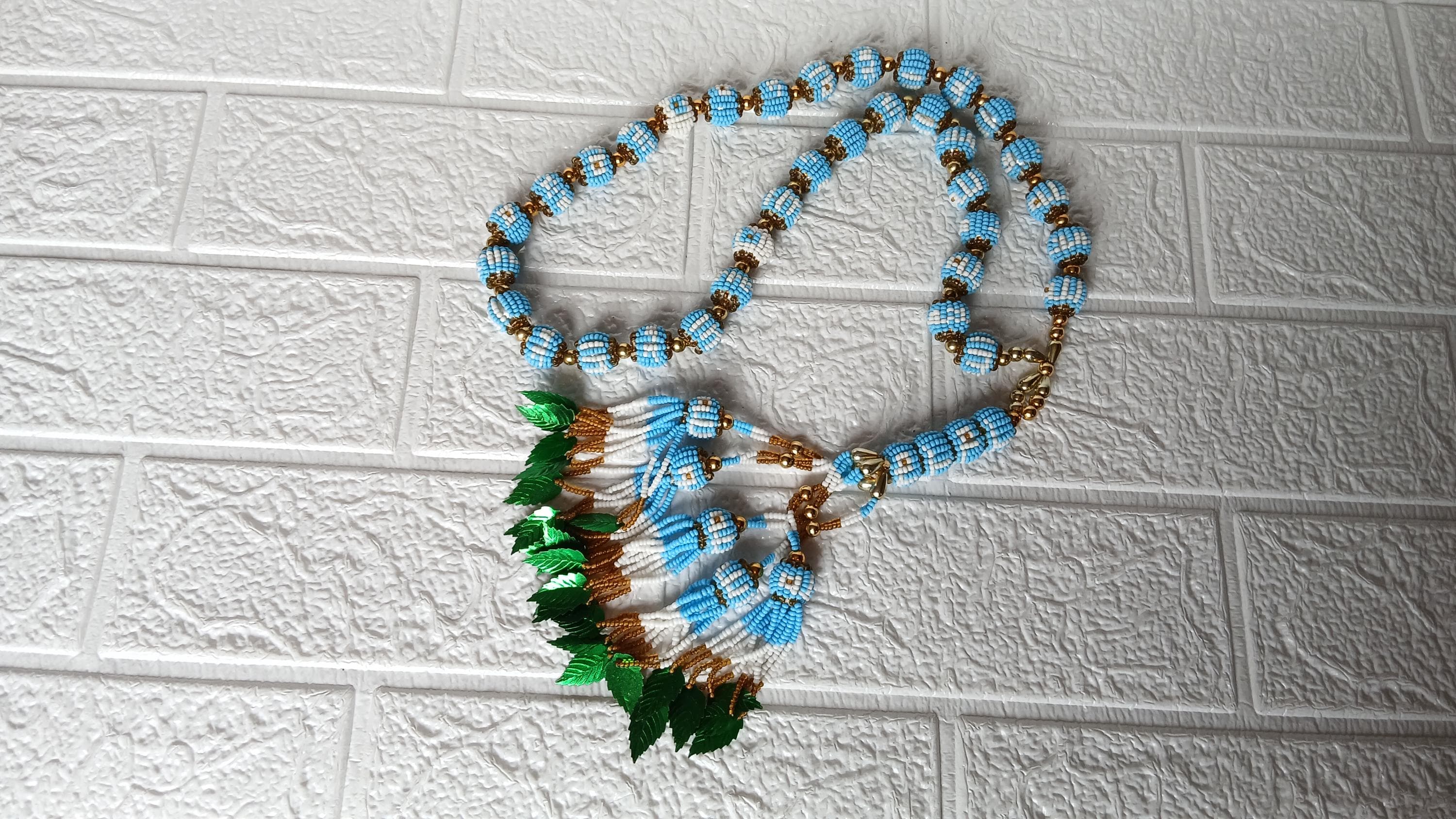 Handmade Vintage Rosary with Blue Beads & Tassel, Religious Home Decor - image 4