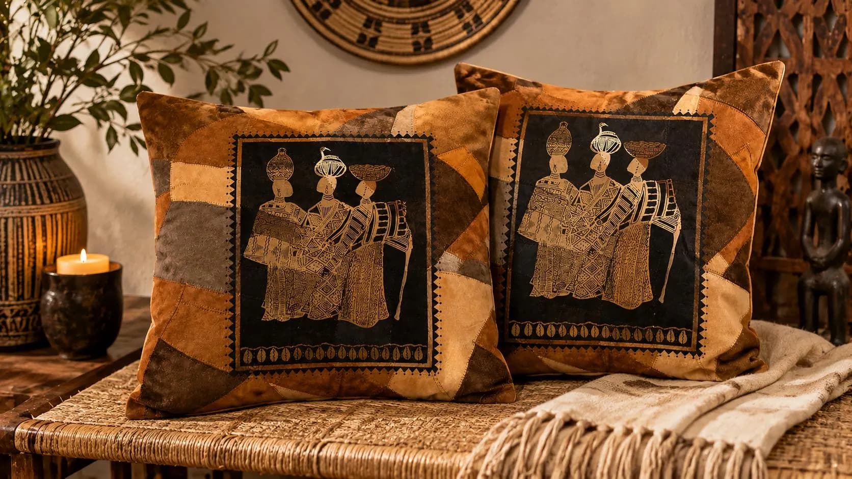 African Pillow Covers Set of 2, Boho Decorative Cushion Covers, Ethnic Throw Pillows - image 5
