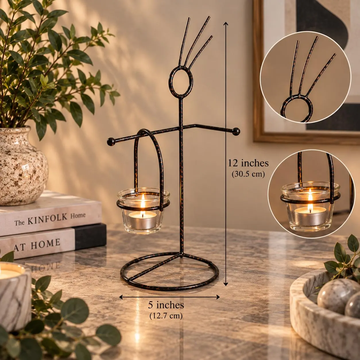 Vintage Sculptural Metal Candle Holder, Unique Figure Tealight Holder, - image 5