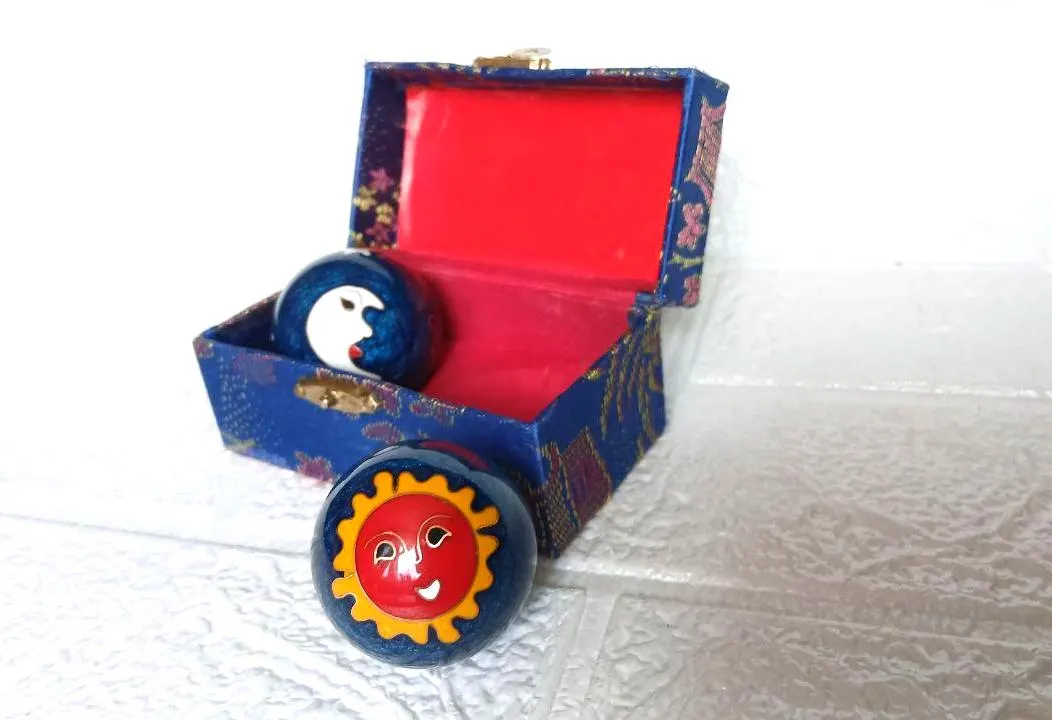 Vintage Baoding Exercise Balls, Celestial Sun and Moon Design, Stress Relief Balls with Box - image 5
