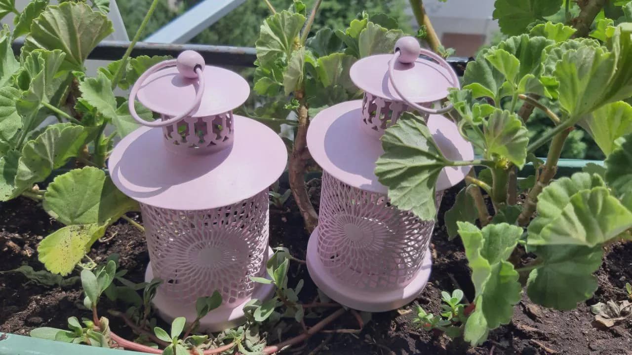 Set of 2 Pink Metal Lanterns, Shabby Chic Decor, Rustic House Decor - image 4