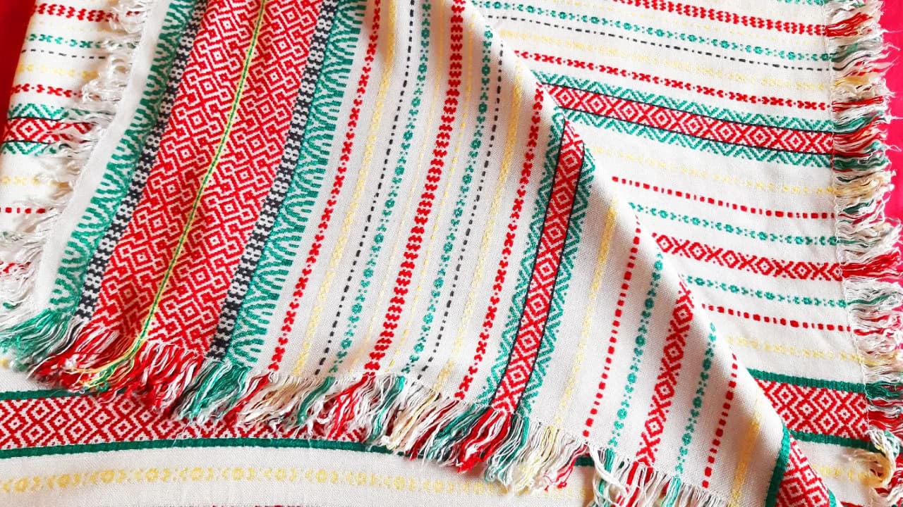 Vintage Bulgarian Embroidered Cotton Tablecloth, Bohemian Farmhouse Decor - image 4