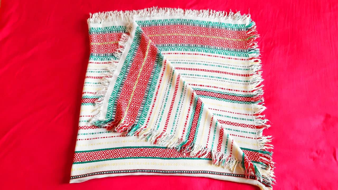 Vintage Bulgarian Embroidered Cotton Tablecloth, Bohemian Farmhouse Decor - image 5