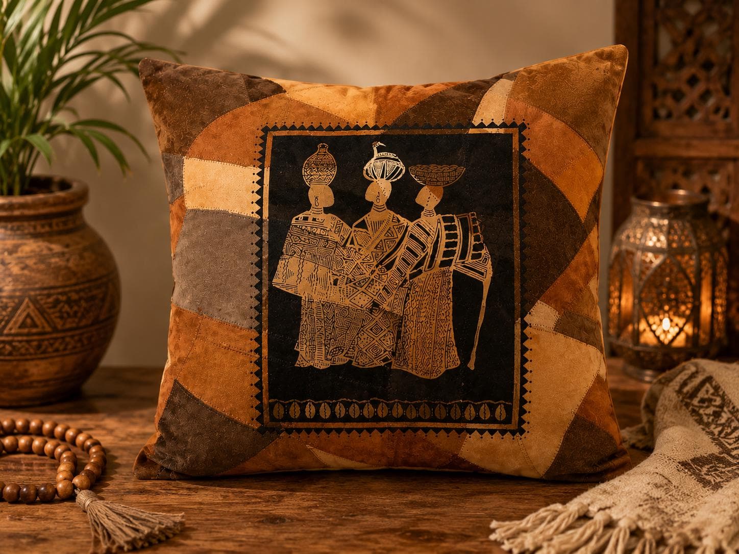 African Pillow Covers Set of 2, Boho Decorative Cushion Covers, Ethnic Throw Pillows - image 2