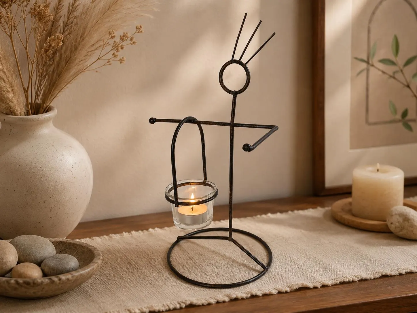 Vintage Sculptural Metal Candle Holder, Unique Figure Tealight Holder, - image 4