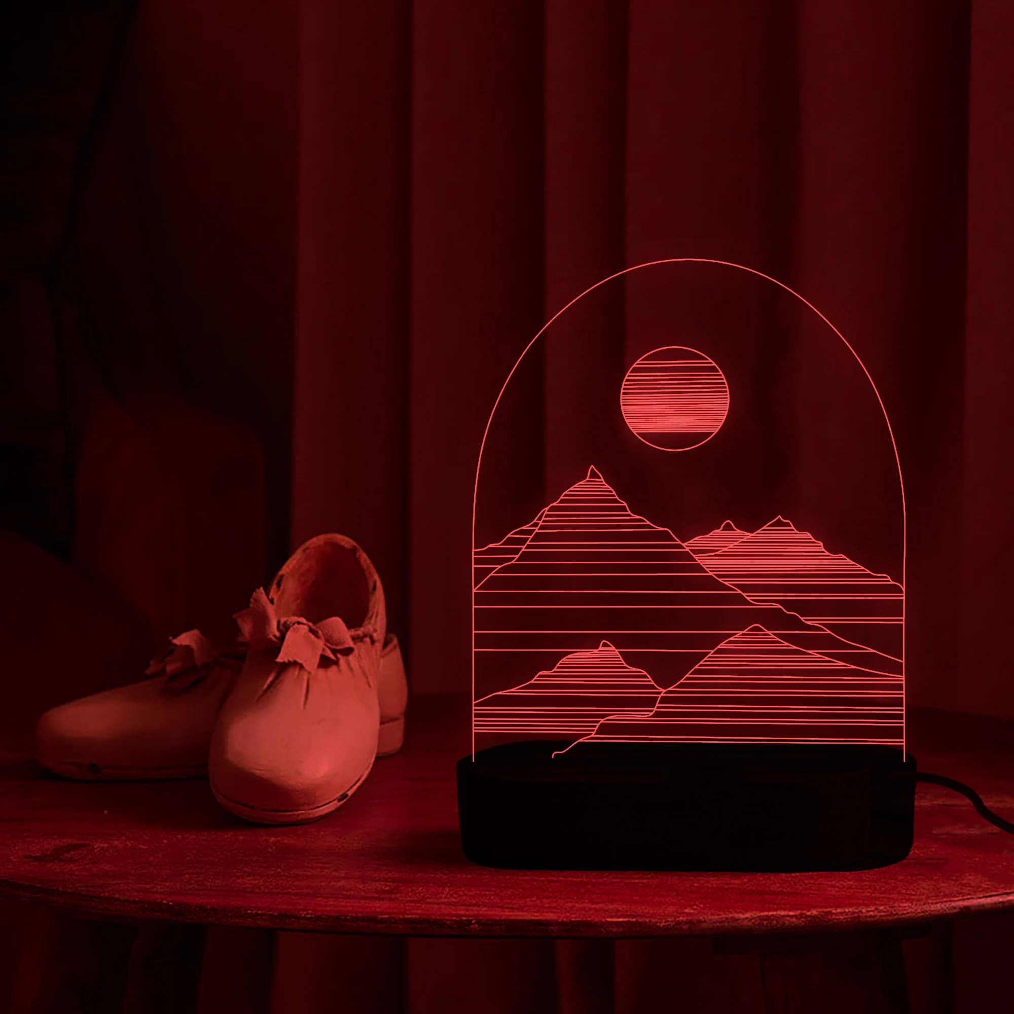 Personalized Mountains and moon Night Light,Custom Moon Sky Night Light,The Night We Met Anniversary Gift,Kids Night Light,Couple minimalist - image 3