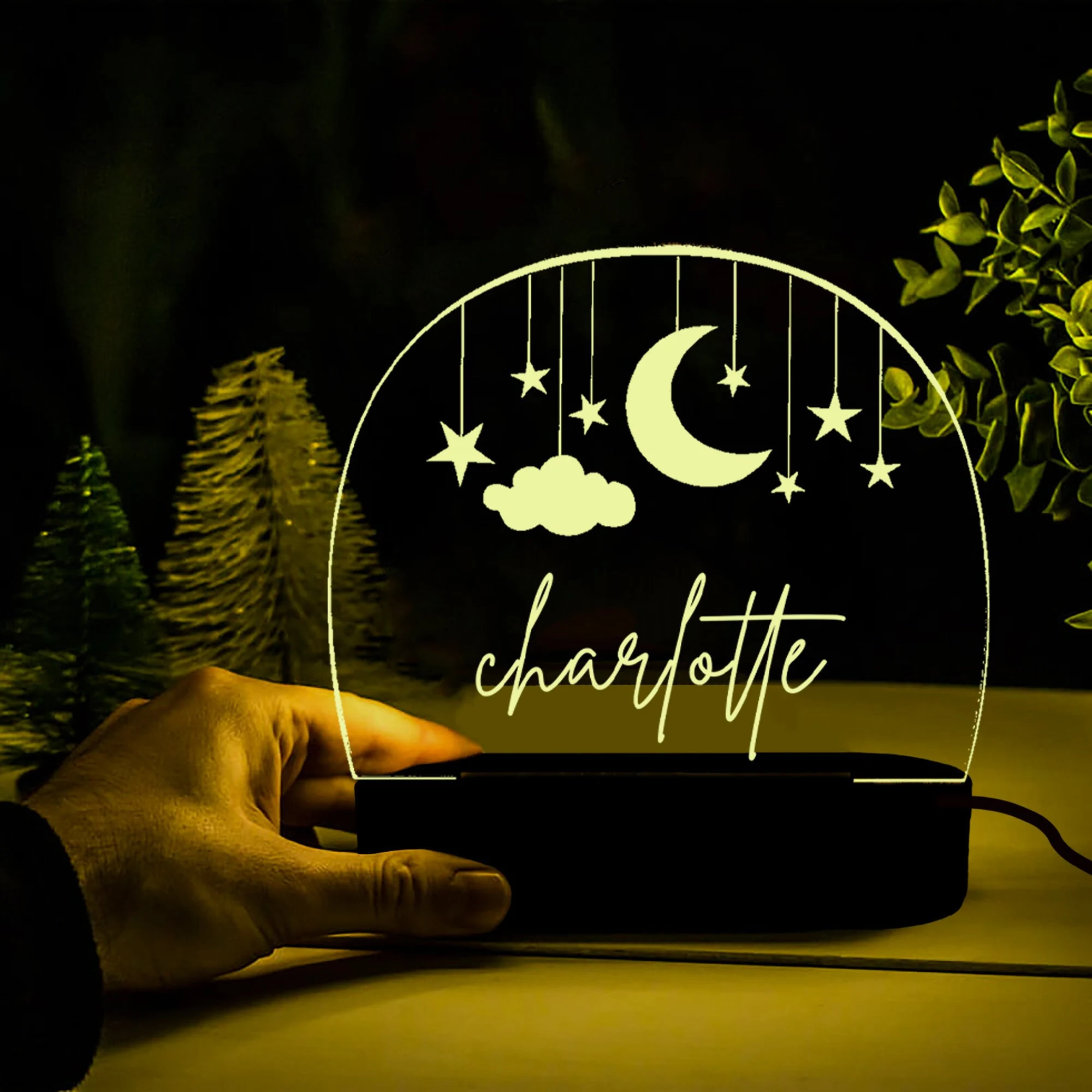 Personalized Moon and Star Night Light,Custom Clouds Night Light with Name,Nursery Decor,Custom Baby Bedroom Night Light,Kids Christmas Gift