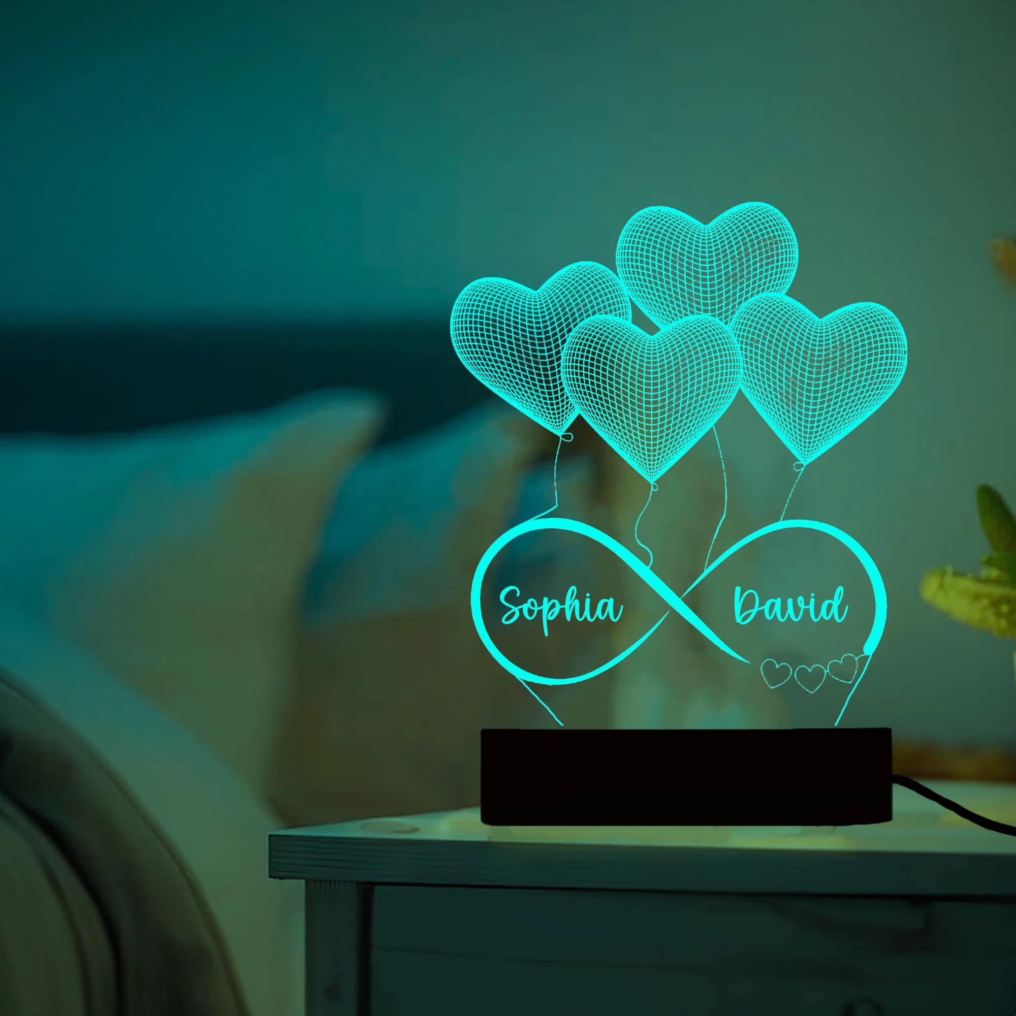 Infinity Heart Custom Night Light,Anniversary Gift for Him or Her,Personalized 3D Illusion LED Lamp,Valentines Gift,Engagement couple gifts - image 5