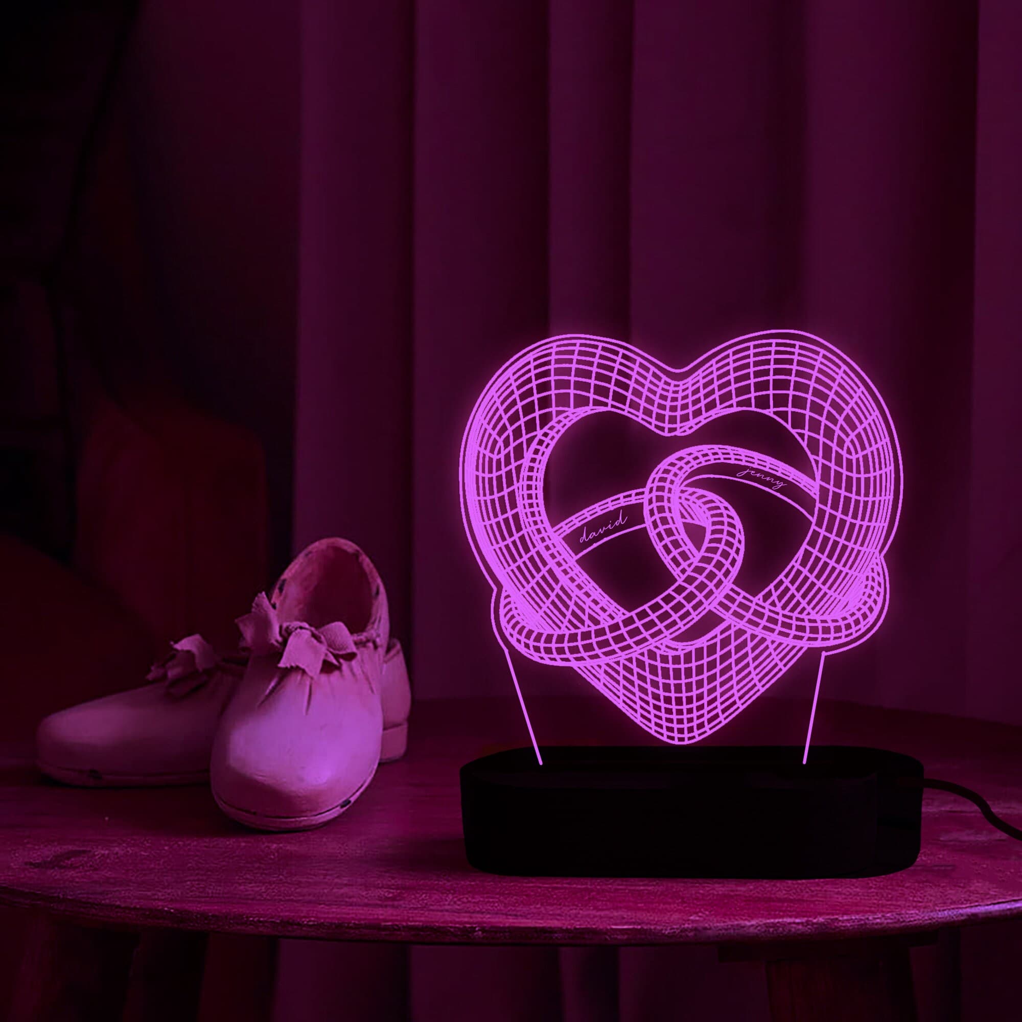 Custom Romantic gift for couple, Heart Led night Light,Names And Date,Engagement Gift,personalized Valentines Day Gift,Anniversary Gifts - image 5