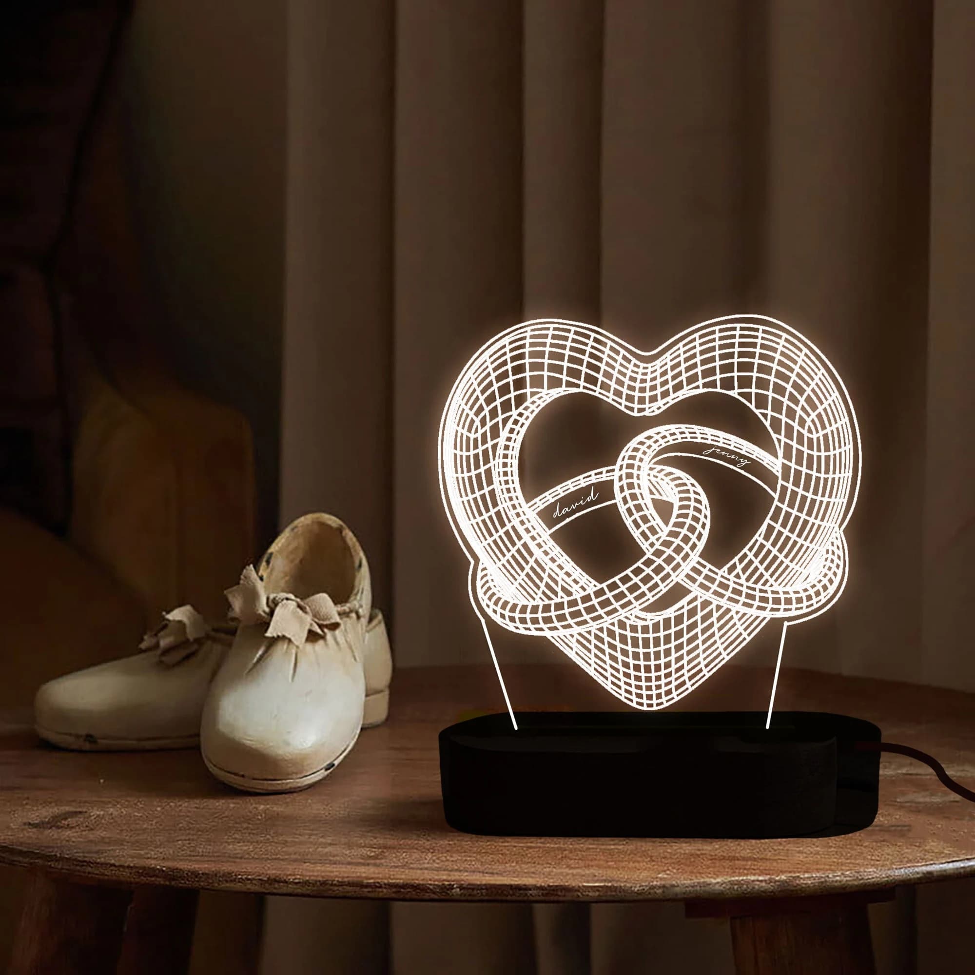 Custom Romantic gift for couple, Heart Led night Light,Names And Date,Engagement Gift,personalized Valentines Day Gift,Anniversary Gifts