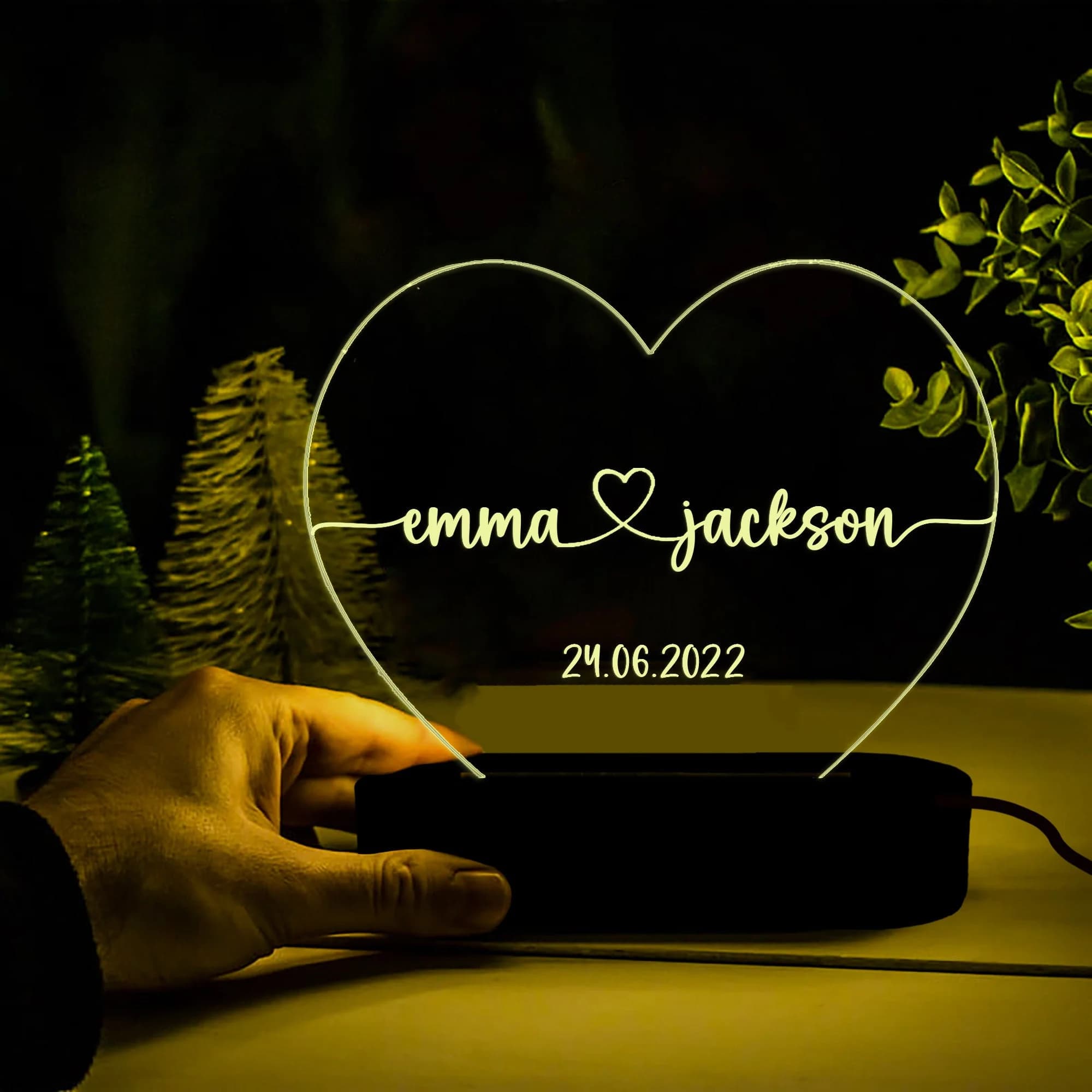 Custom Night Light,special Valentines Day Gift,Personalized Anniversary Gift,Romantic Gift for Couple,Names And Date,Engagement Gift,xmas