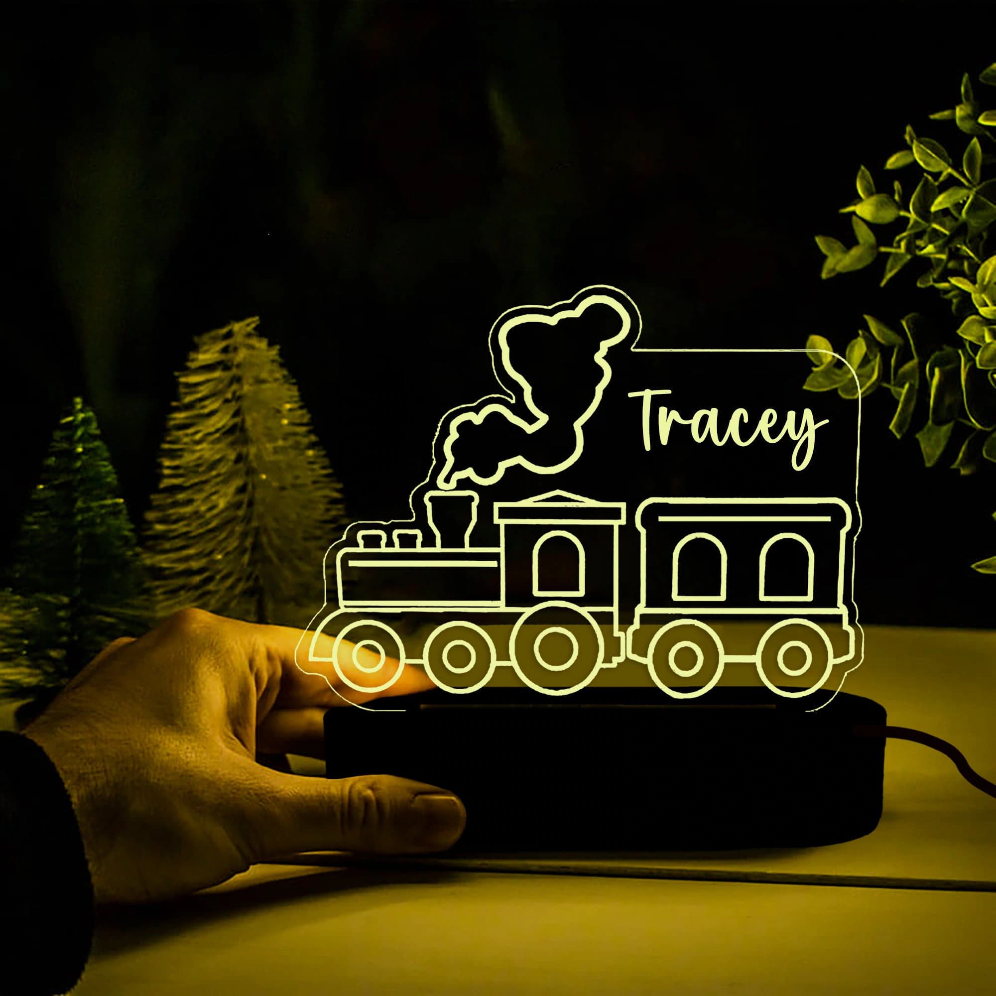 Custom Train Night Light,Locomotive Night Lamp with Name, train gift for kid,Custom Baby Bedroom Night LightBoys,Kids christmas Gift