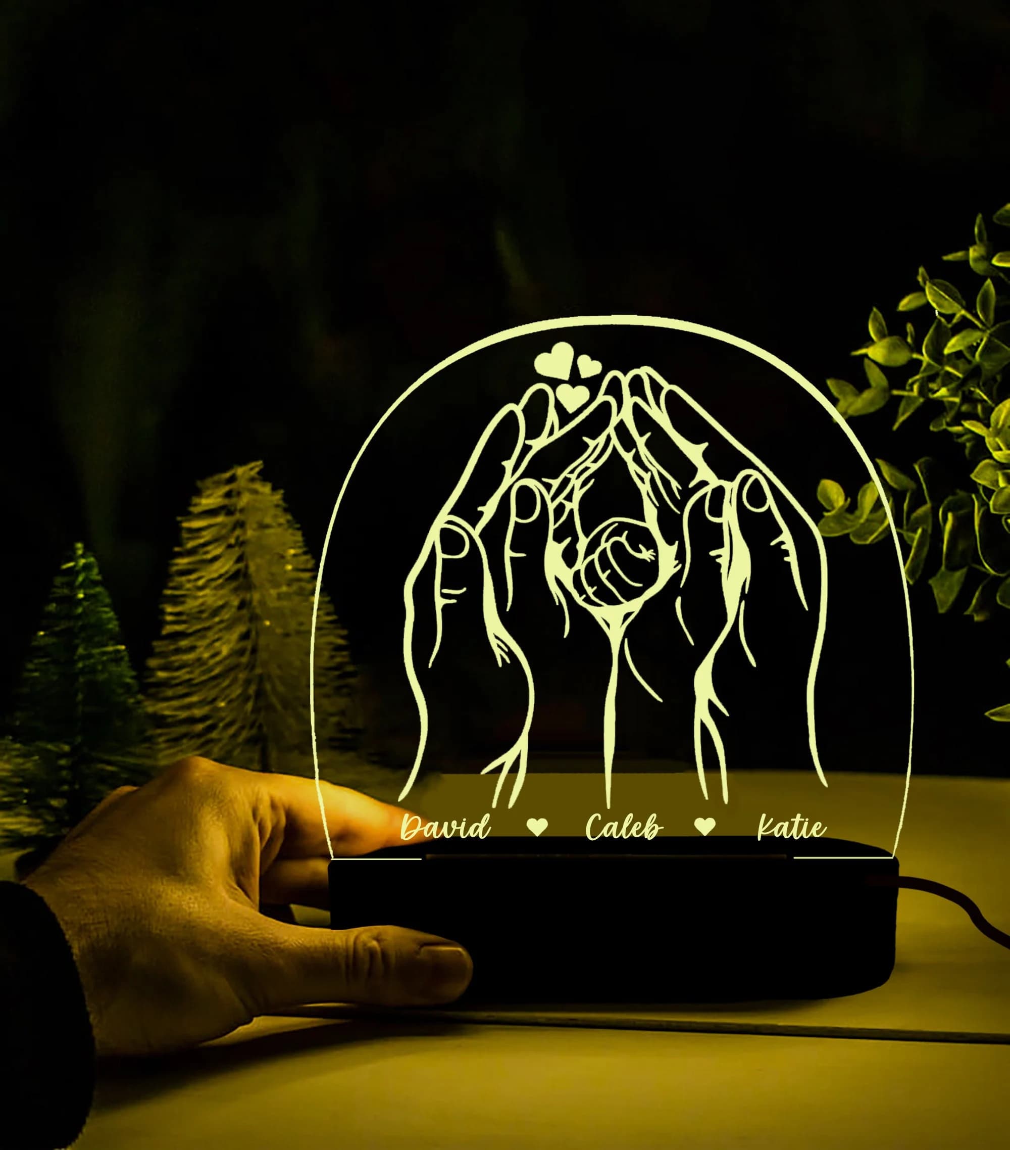 Family Hands Heart custom Night Light,personalised Family Hands Heart Line Art,Mom Dad Kid Hands led lamp,Baby's First Christmas Gifts,kids
