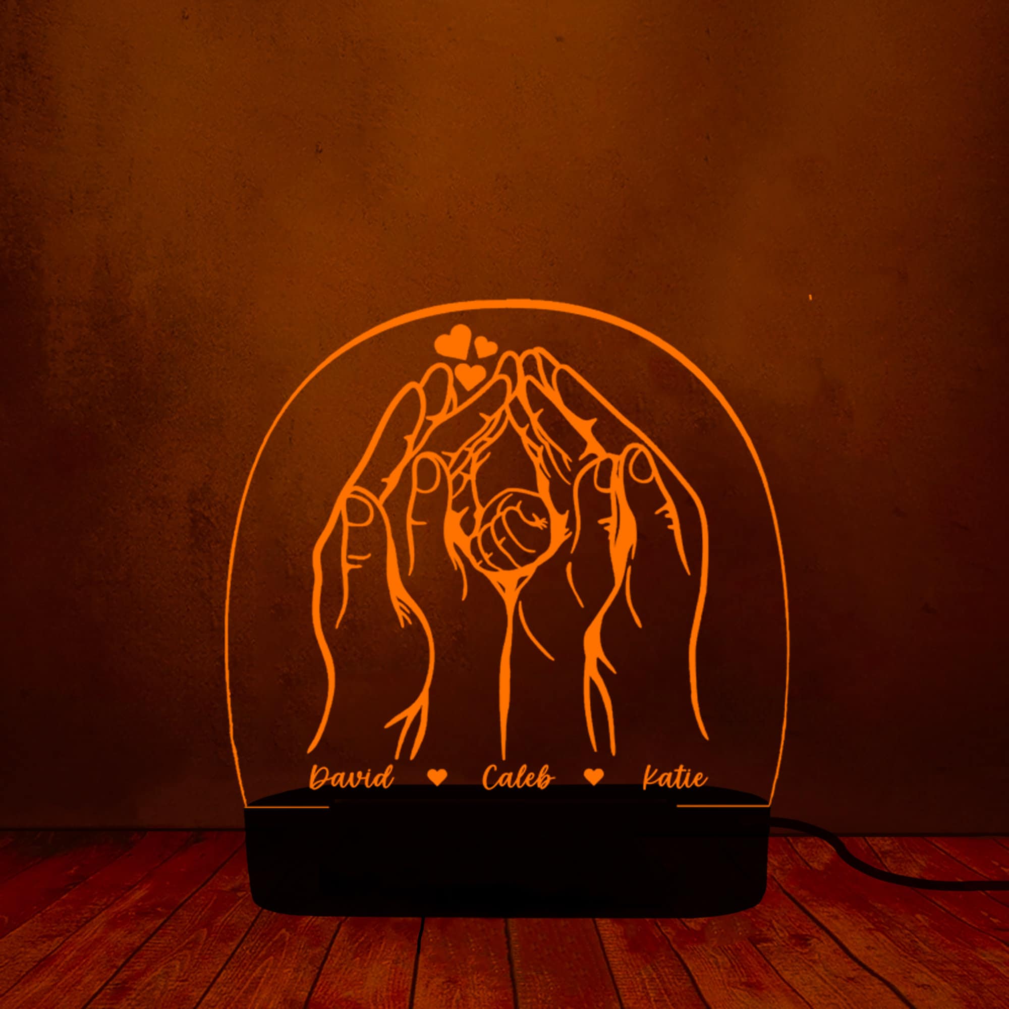 Family Hands Heart custom Night Light,personalised Family Hands Heart Line Art,Mom Dad Kid Hands led lamp,Baby's First Christmas Gifts,kids - image 3