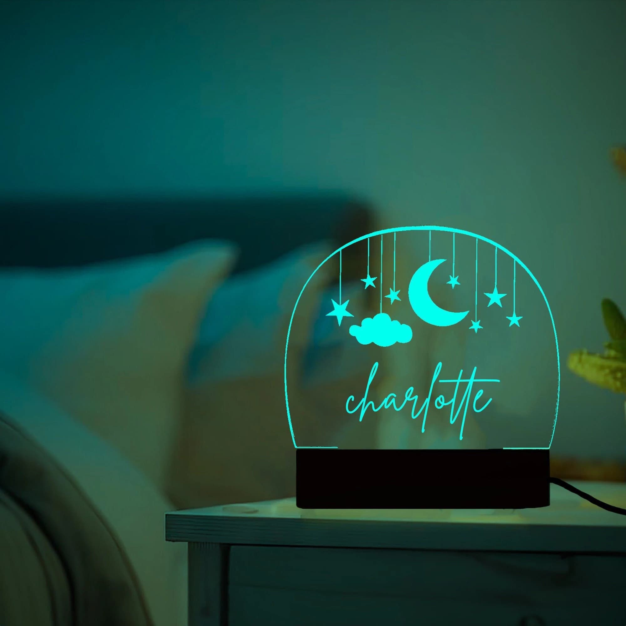 Moon and Star Personalized Night Light,Custom Clouds Night Light with Name,Nursery Decor,Custom Baby Bedroom Night Light,Kids Christmas Gift