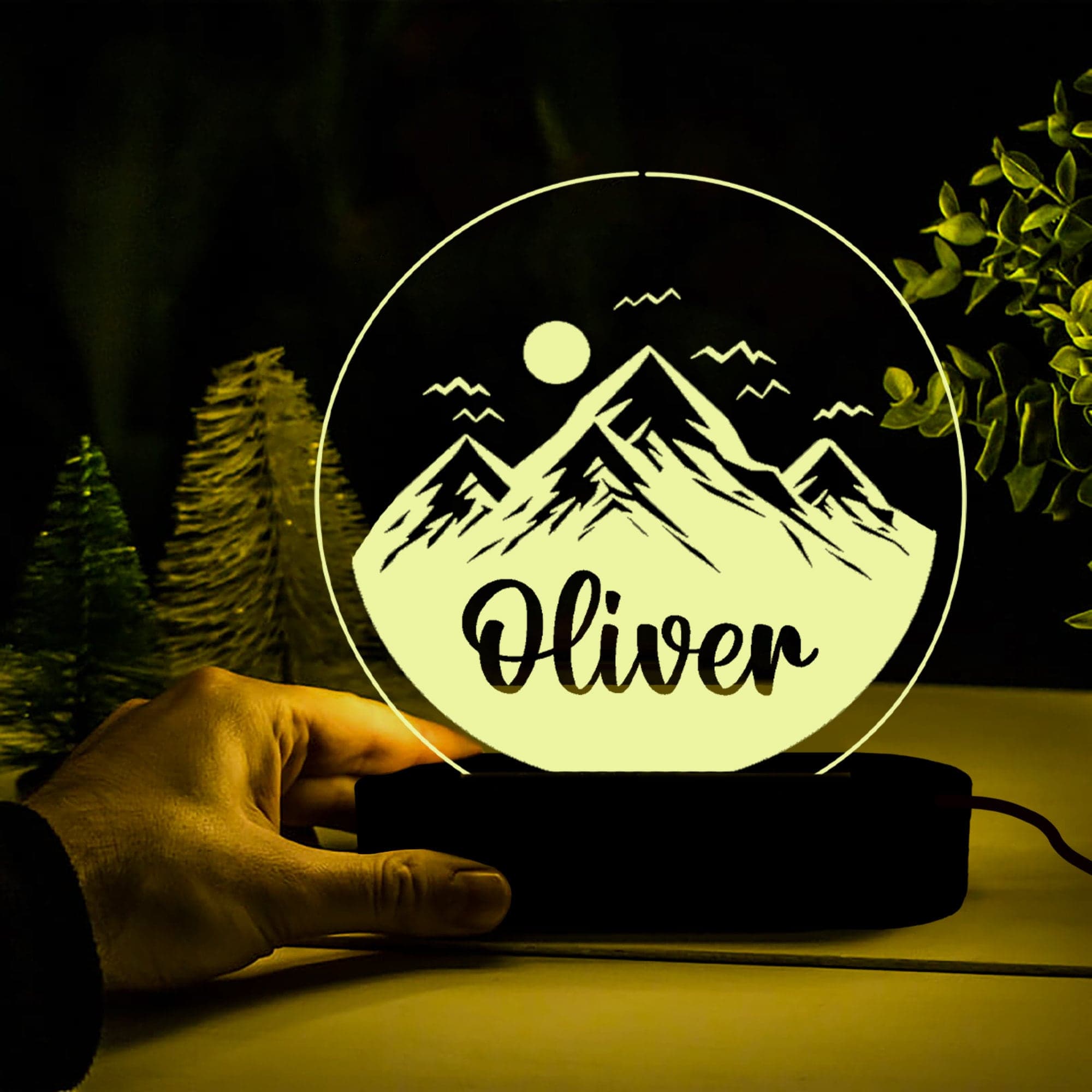 Personalized Mountains Night Light,Custom Mountain Sky Night Light with Name,Nursery Decor,Baby Bedroom Light up Sign,Kids Christmas Gift