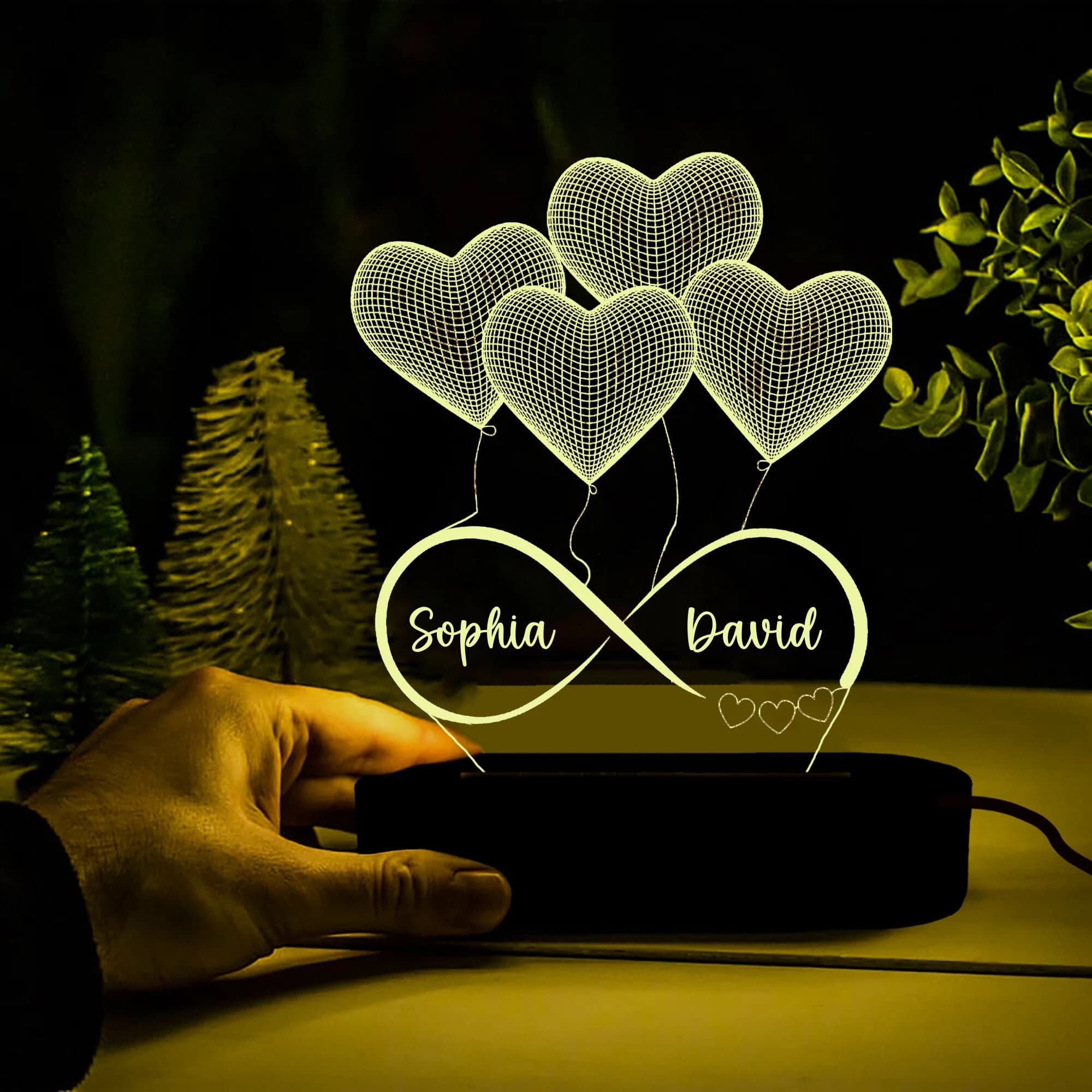 Infinity Heart Custom Night Light,Anniversary Gift for Him or Her,Personalized 3D Illusion LED Lamp,Valentines Gift,Engagement couple gifts