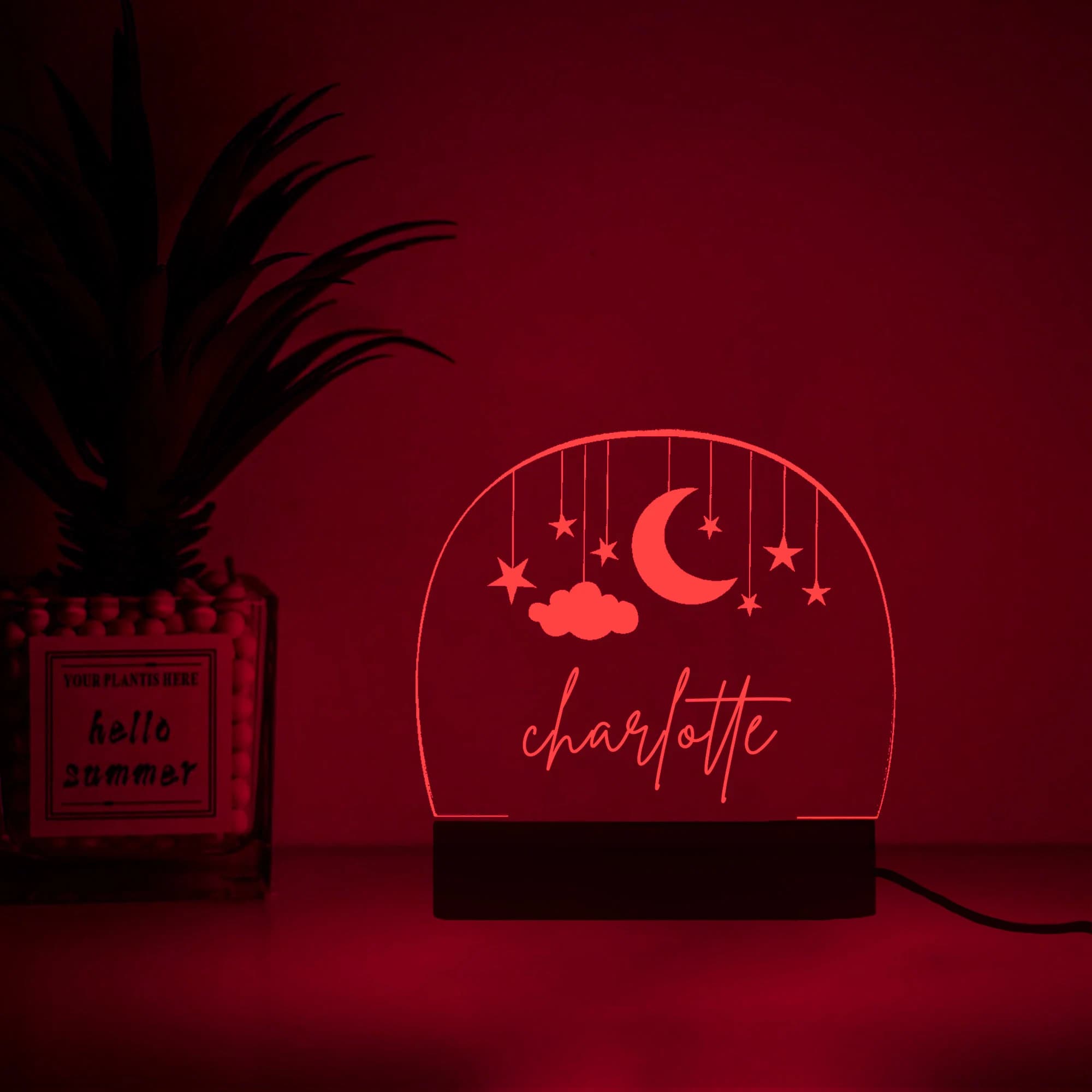 Personalized Moon and Star Night Light,Custom Clouds Night Light with Name,Nursery Decor,Custom Baby Bedroom Night Light,Kids Christmas Gift - image 2