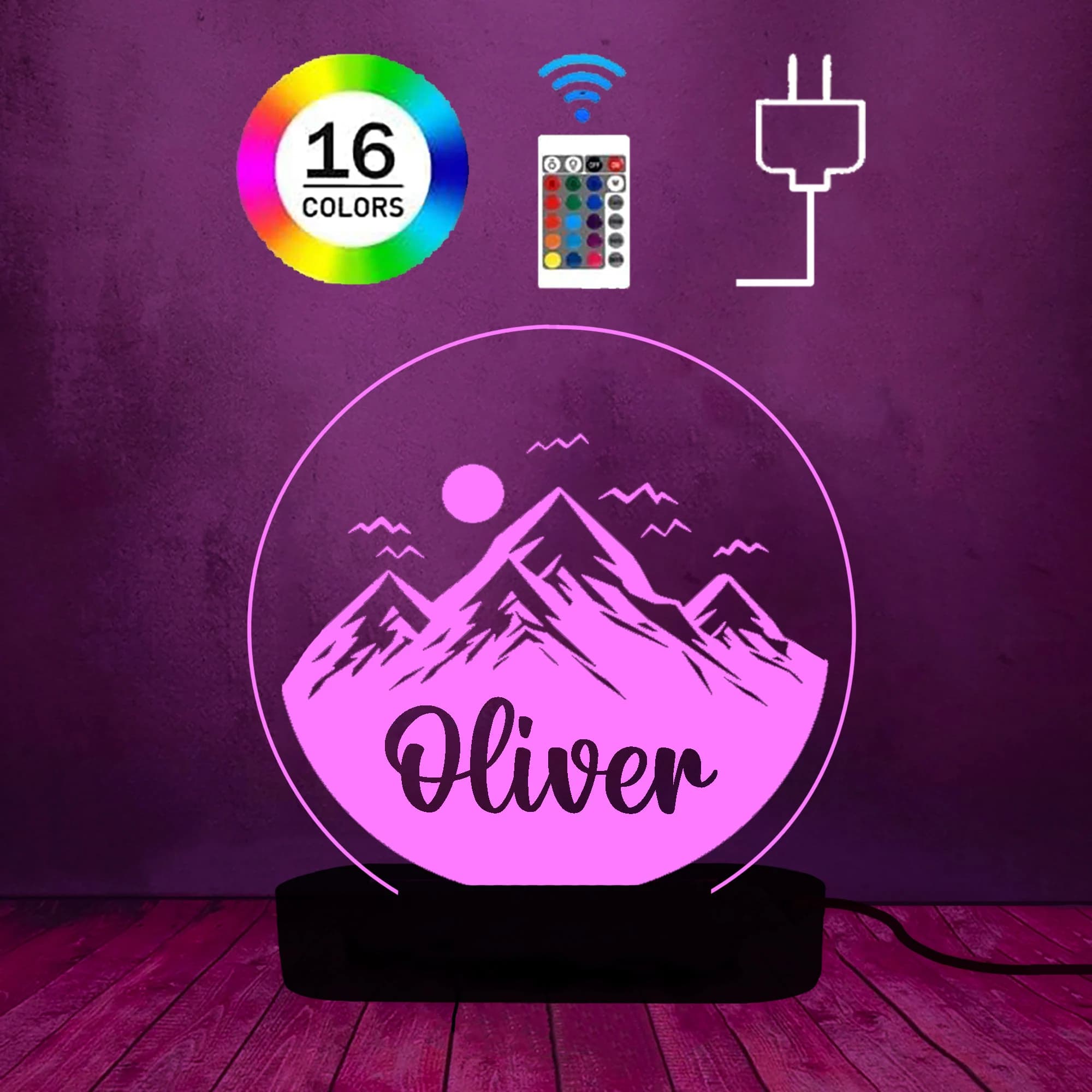 Personalized Mountains Night Light,Custom Mountain Sky Night Light with Name,Nursery Decor,Baby Bedroom Light up Sign,Kids Christmas Gift - image 4