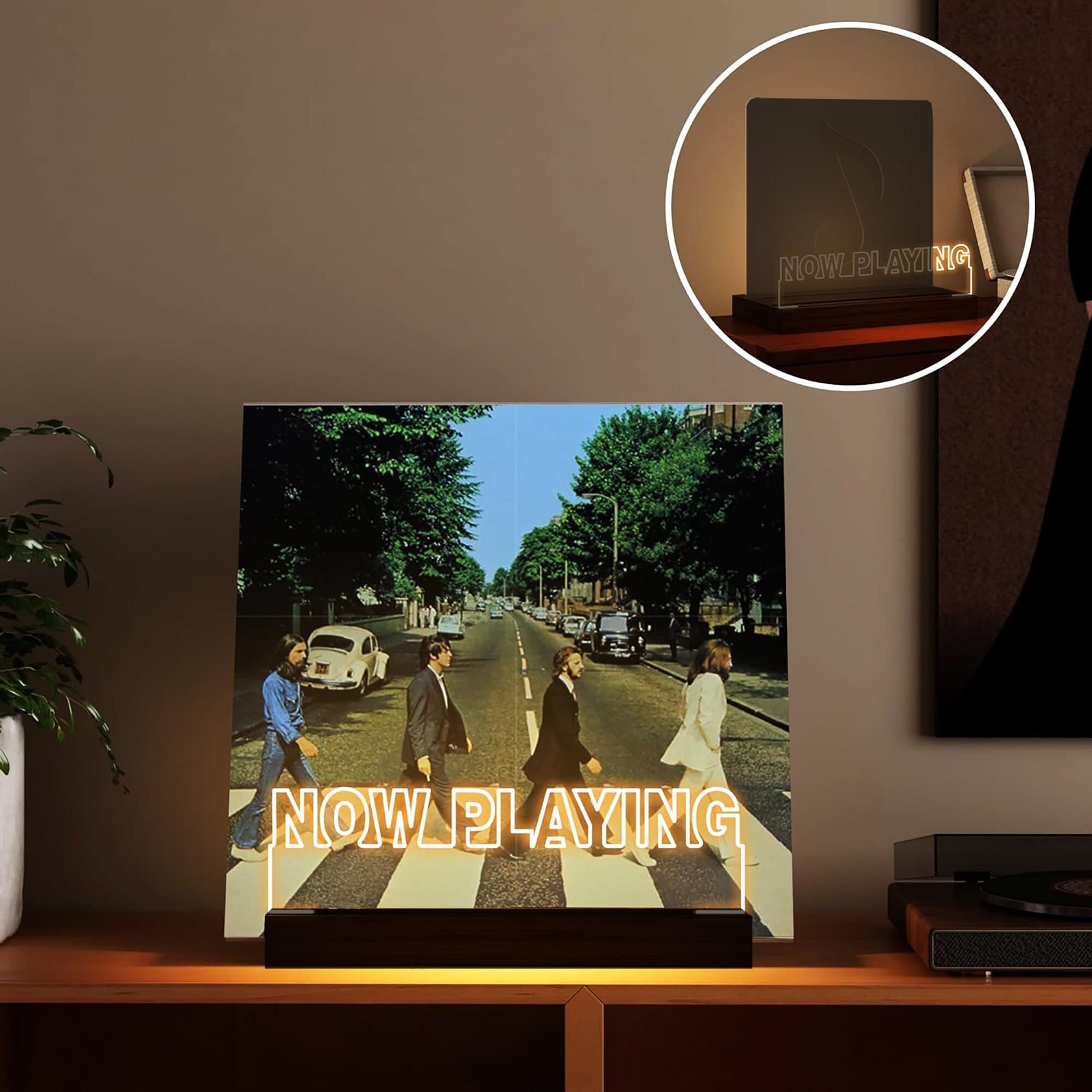 Now Playing Record Holder Stand Gift,Now Spinning Vinyl Record Display Stand,RGB Table Top Record Holder,music Record Gift,Father's Day Gift