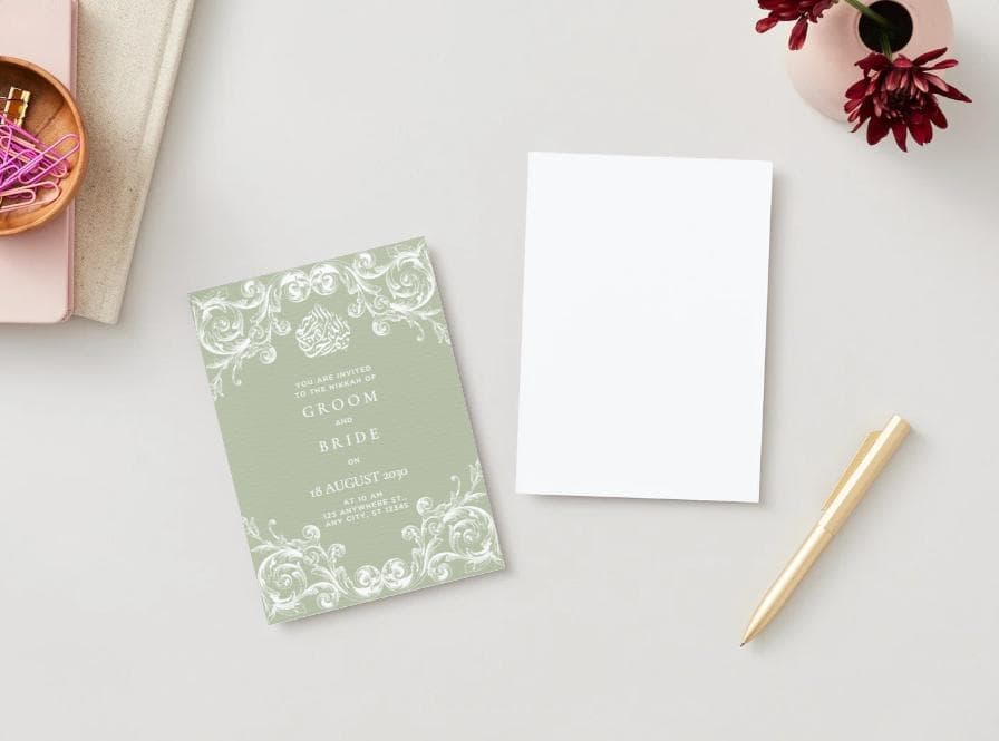 Elegant Nikkah Digital Invitation | Muslim Wedding Invite | Islamic Walima Template | Instant Download