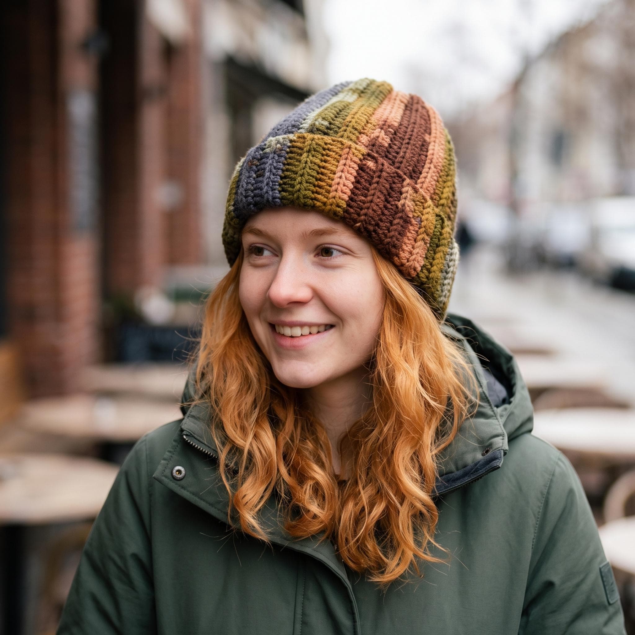 Hand Knit Multicolor Beanie: Chunky Boho Winter Cap