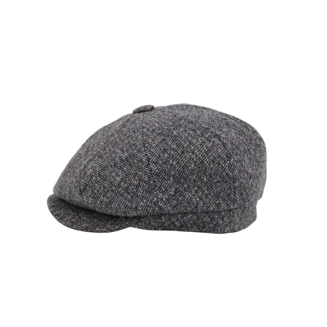 Light Gray Wool Newsboy Cap: Handmade Herringbone Gatsby Hat - image 3
