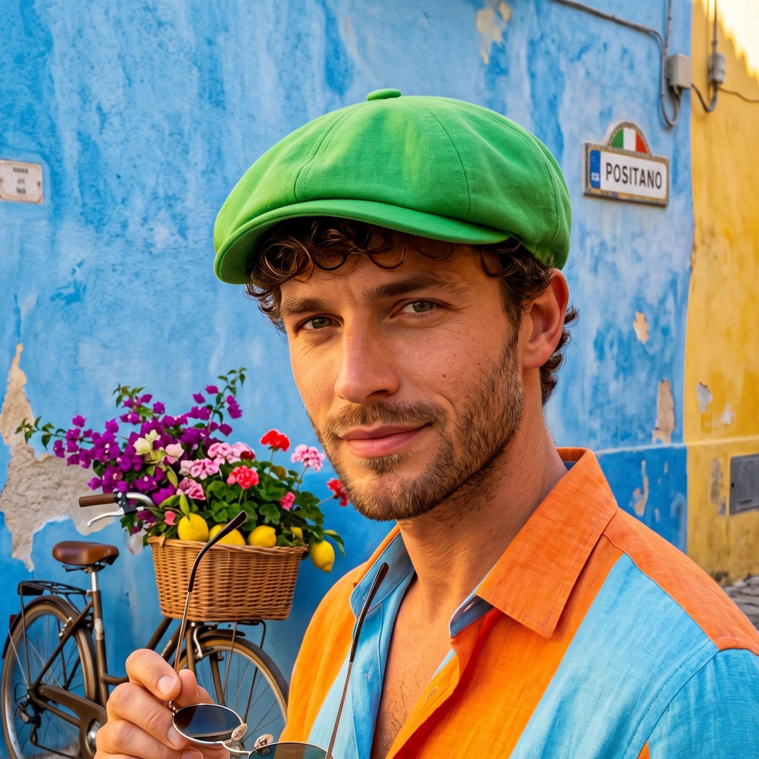 Green Linen Newsboy Cap: Handmade  Style - image 4