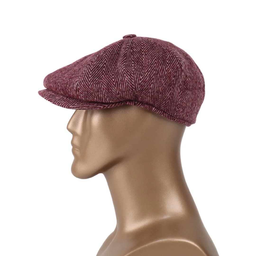 Herringbone Wool Newsboy Cap: Handmade Gray Gatsby Hat, Cap - image 4
