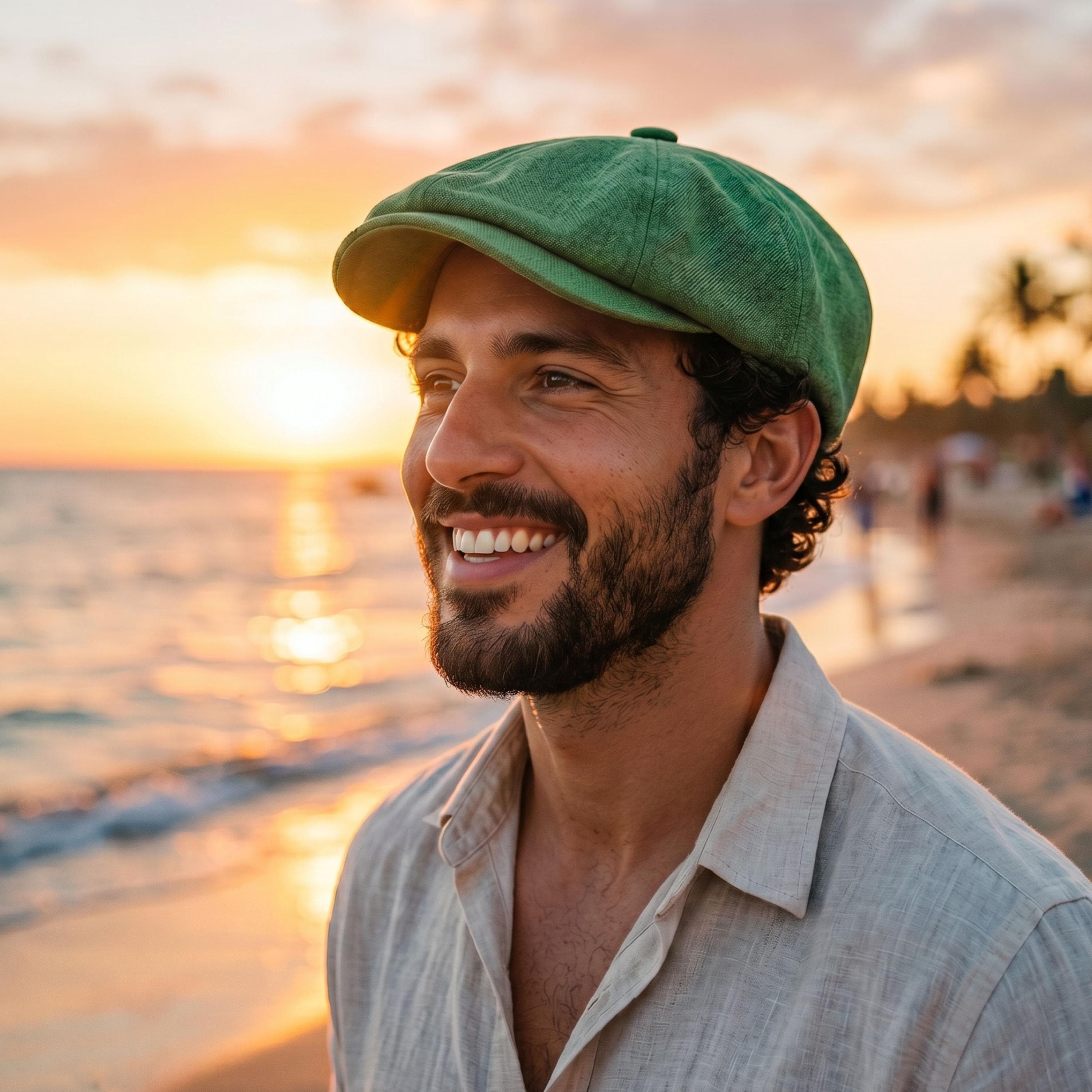 Green Linen Newsboy Cap: Handmade  Style - image 5