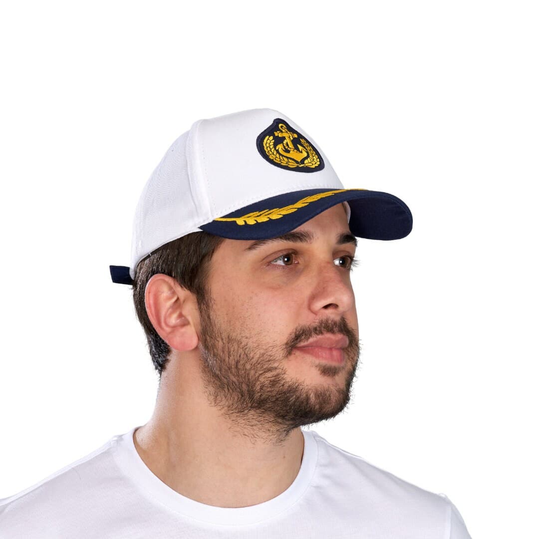 White Captain Hat: Nautical Cotton Baseball Cap, First Mate Gift - image 5