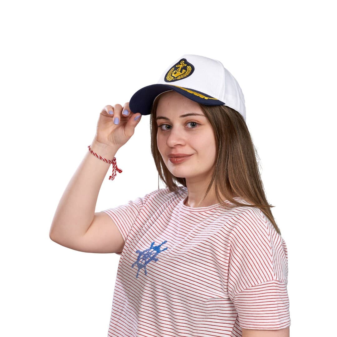White Captain Hat: Nautical Cotton Baseball Cap, First Mate Gift - image 3