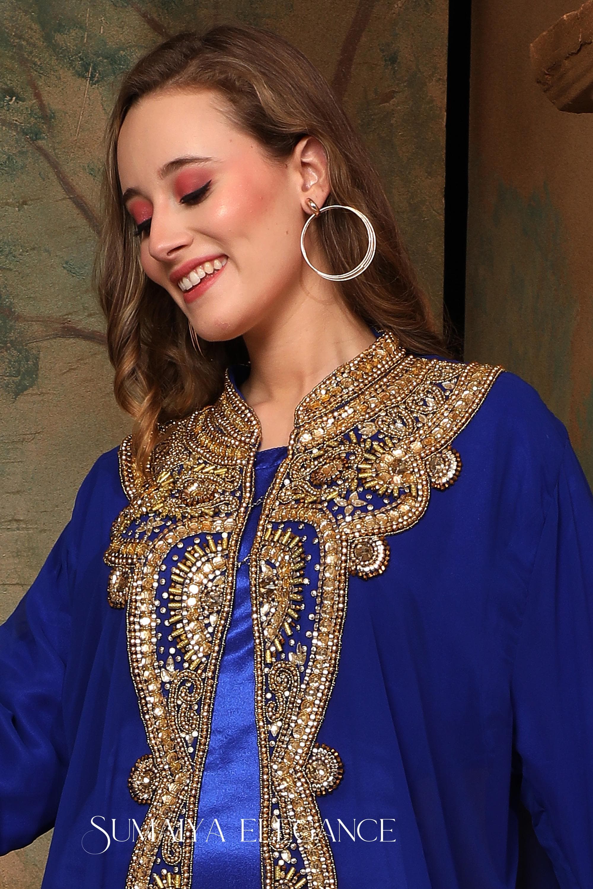 Hand Beaded Georgette Kaftan: Moroccan Abaya, Dubai Style - image 3