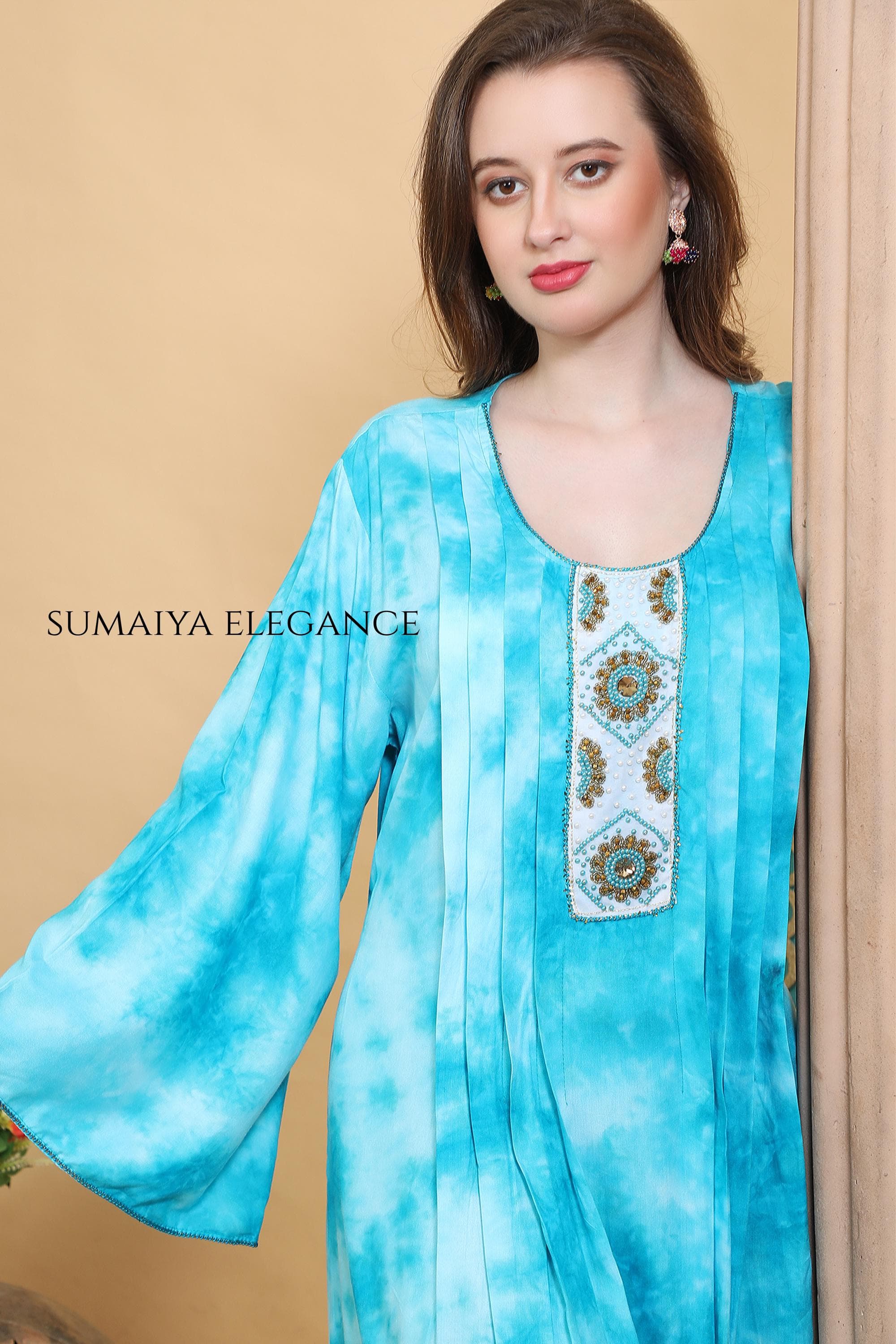 Premium Women’s Kaftan Maxi Dress with Detailed Neckline | Relaxed Fit Lounge Dress | Elegant Modest Wear - image 5