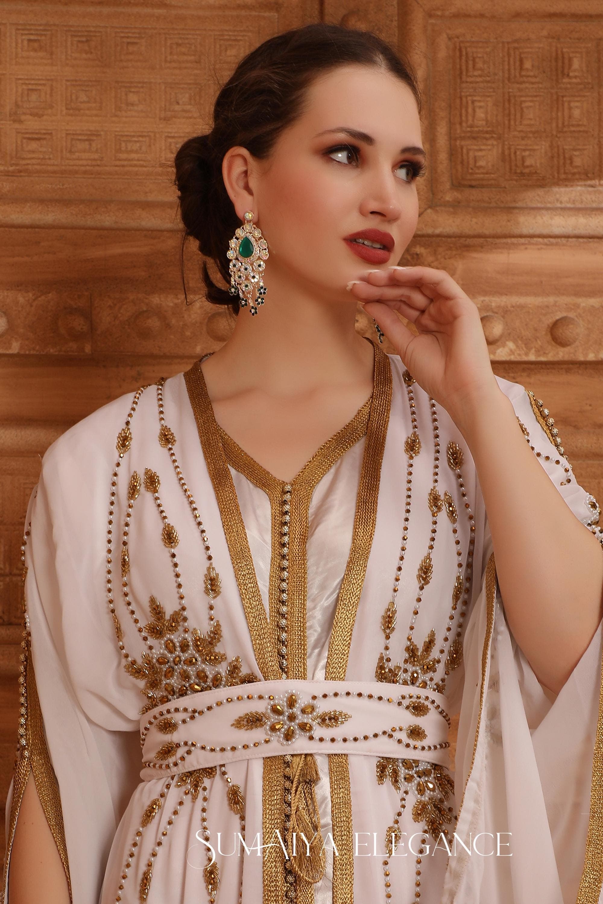 Royal Moroccan Dubai Kaftan Arabic Abaya Maxi Hand Beaded Caftan Farasha Floor Length Party Wear Wedding Gown Beach Stylish Jalabiya Dress - image 3