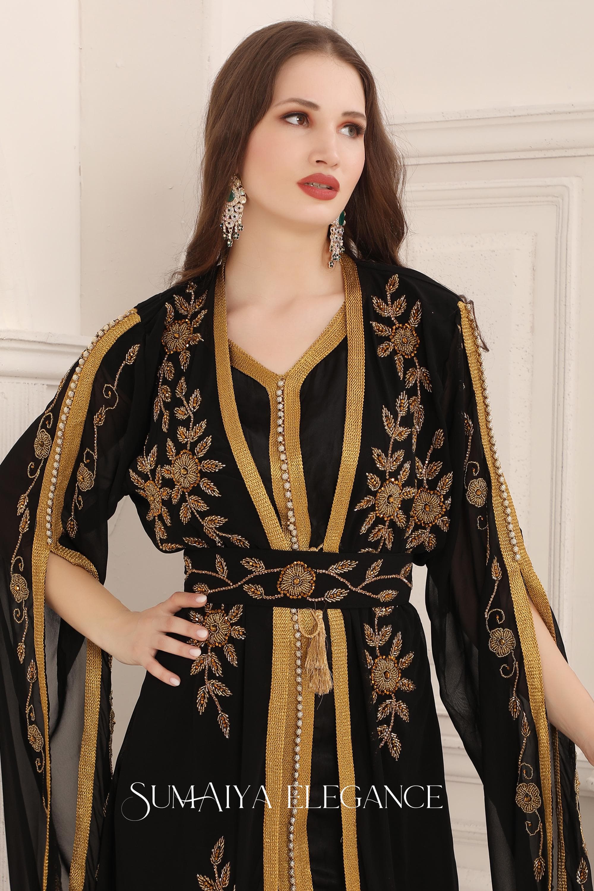 Yousra Dubai Moroccan Kaftan Elegant Arabic Abaya Hand Beaded Caftan Farasha Party Wear Long Gown Wedding Beach Stylish Jalabiya Women Dress - image 3