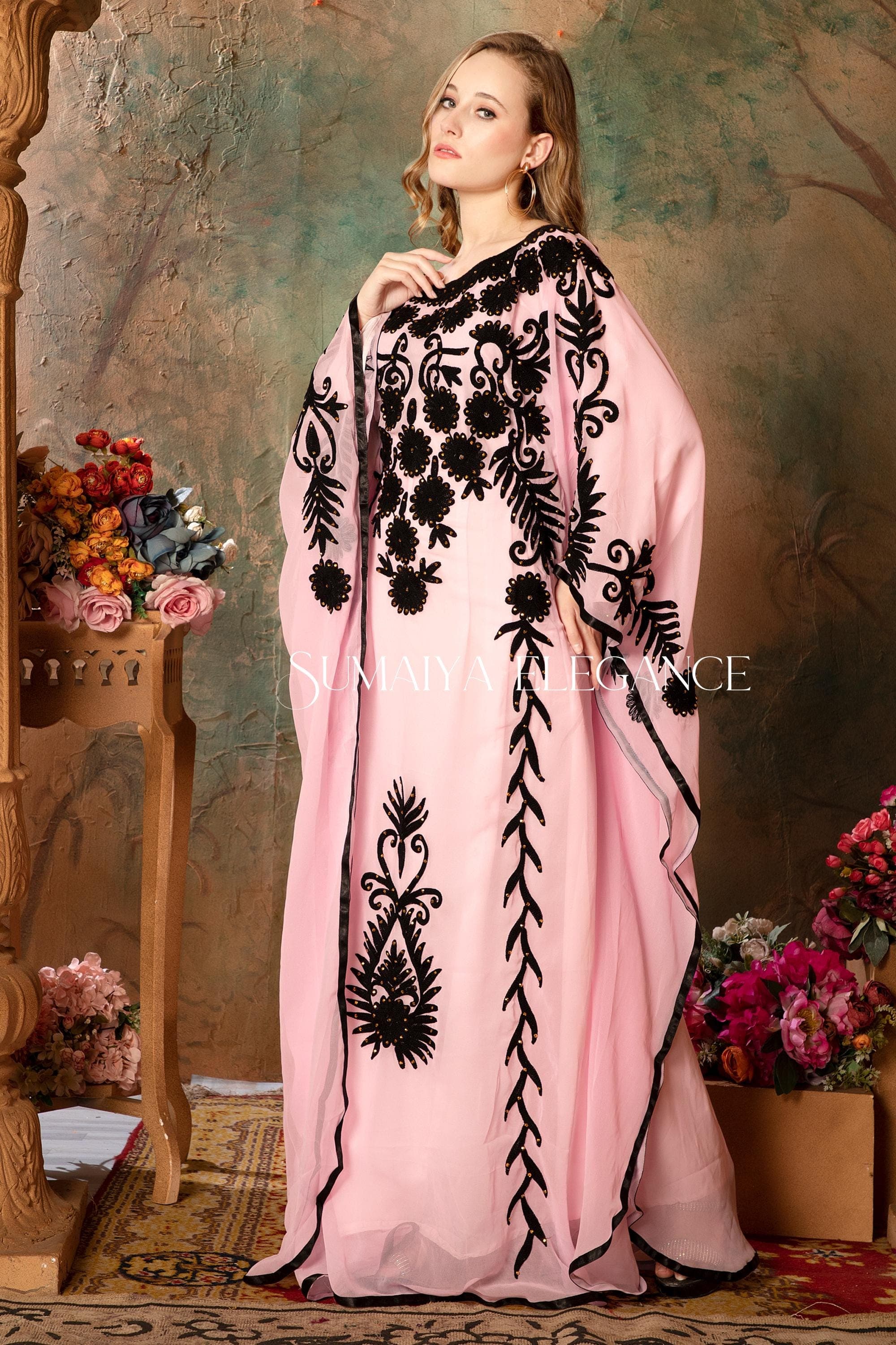 Hand-Beaded Abaya Farasha Dress: Dubai Kaftan, Moroccan Style - image 5