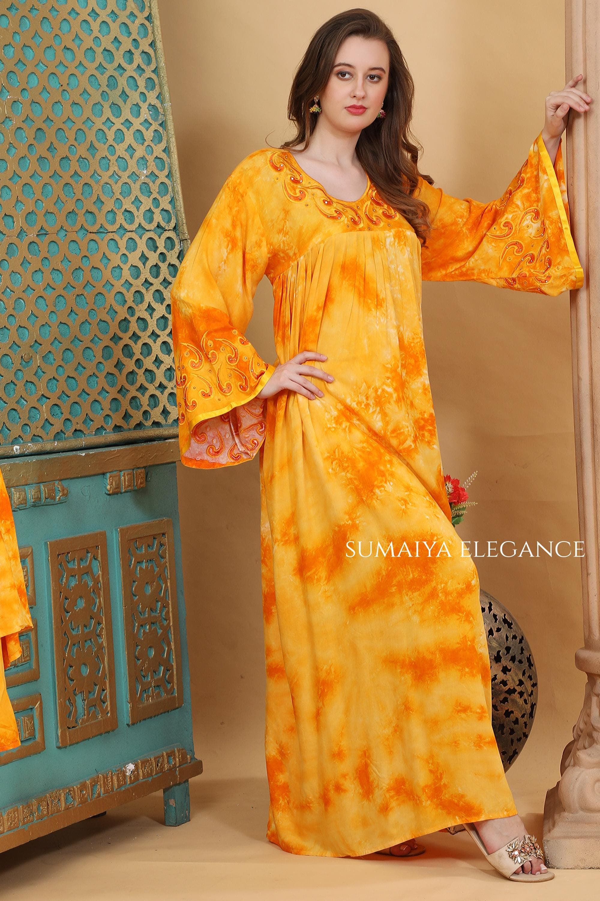 Elegant Hand Embroidered Kaftan Dress for Women Premium Maxi Kaftan Relaxed Fit Resort Wear Modest Designer Dress - image 4