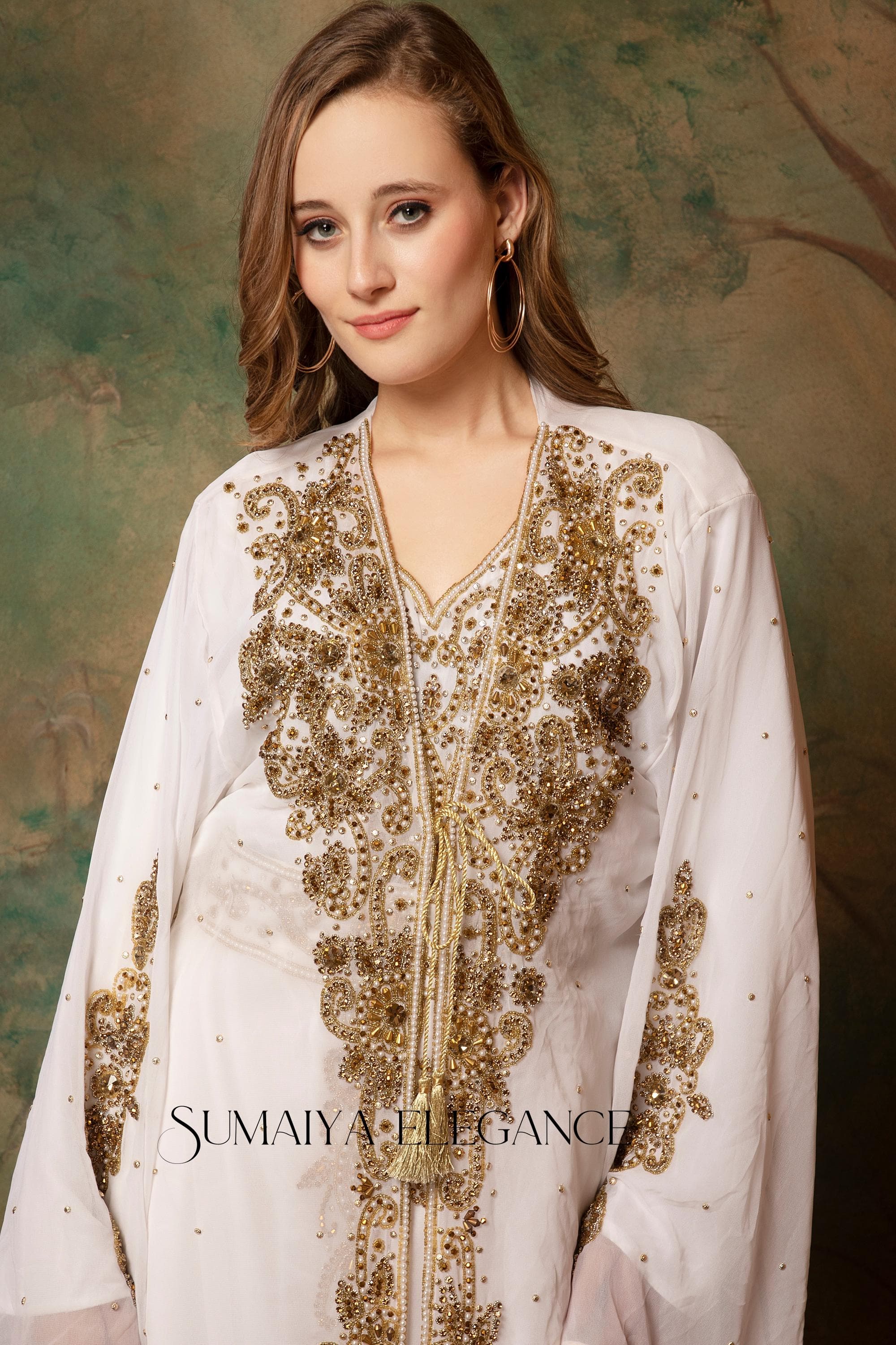 Khadija Takchita Moroccan Caftan Arabic Abaya Dress Dubai Kaftan Hand Beaded Party Wear Wedding Formal Stylish Dress Comes with Scarf Free - image 3