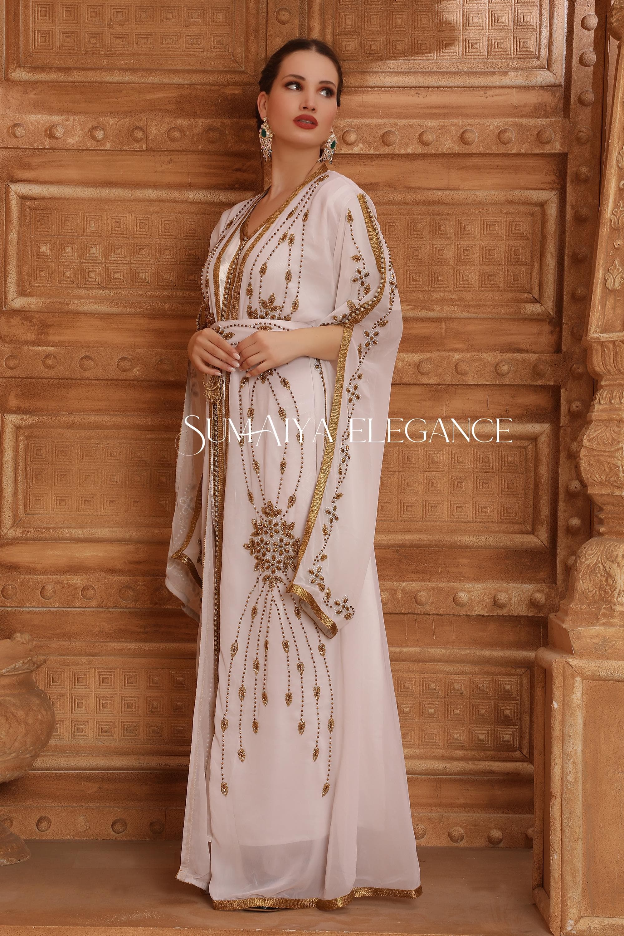 Royal Moroccan Dubai Kaftan Arabic Abaya Maxi Hand Beaded Caftan Farasha Floor Length Party Wear Wedding Gown Beach Stylish Jalabiya Dress - image 5