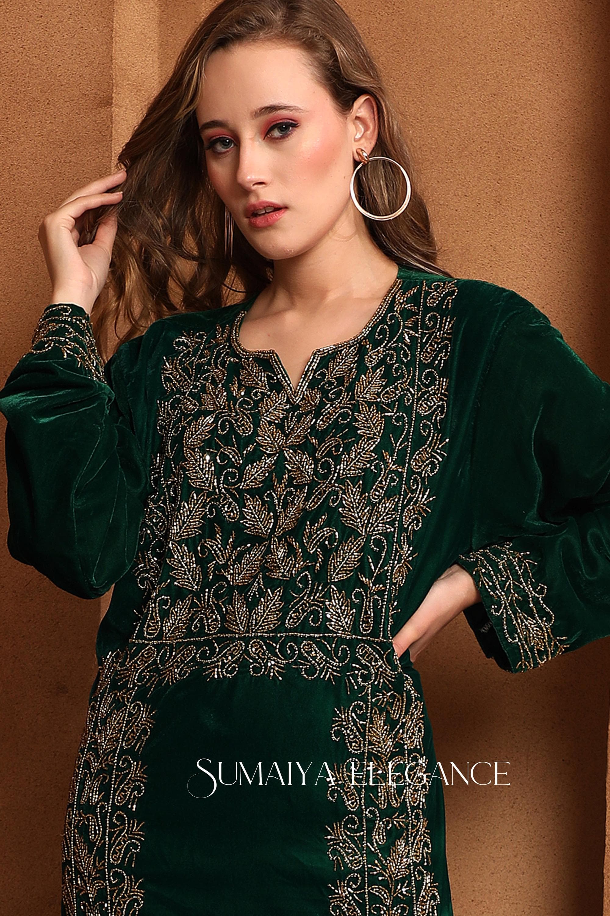 Embroidered Velvet Kaftan Gown, Crystal Beaded Abaya, Moroccan Wedding Dress - image 3
