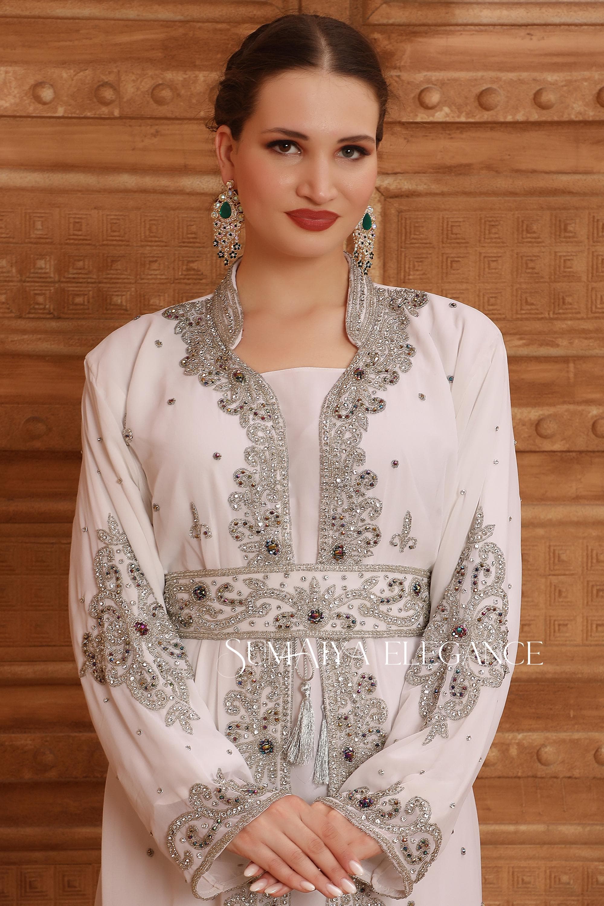 Leena Moroccan Dubai Kaftan Arabic Abaya Hand Beaded Caftan Maxi Farasha Floor Length Party Wear Wedding Gown Beach Stylish Jalabiya Dress - image 3