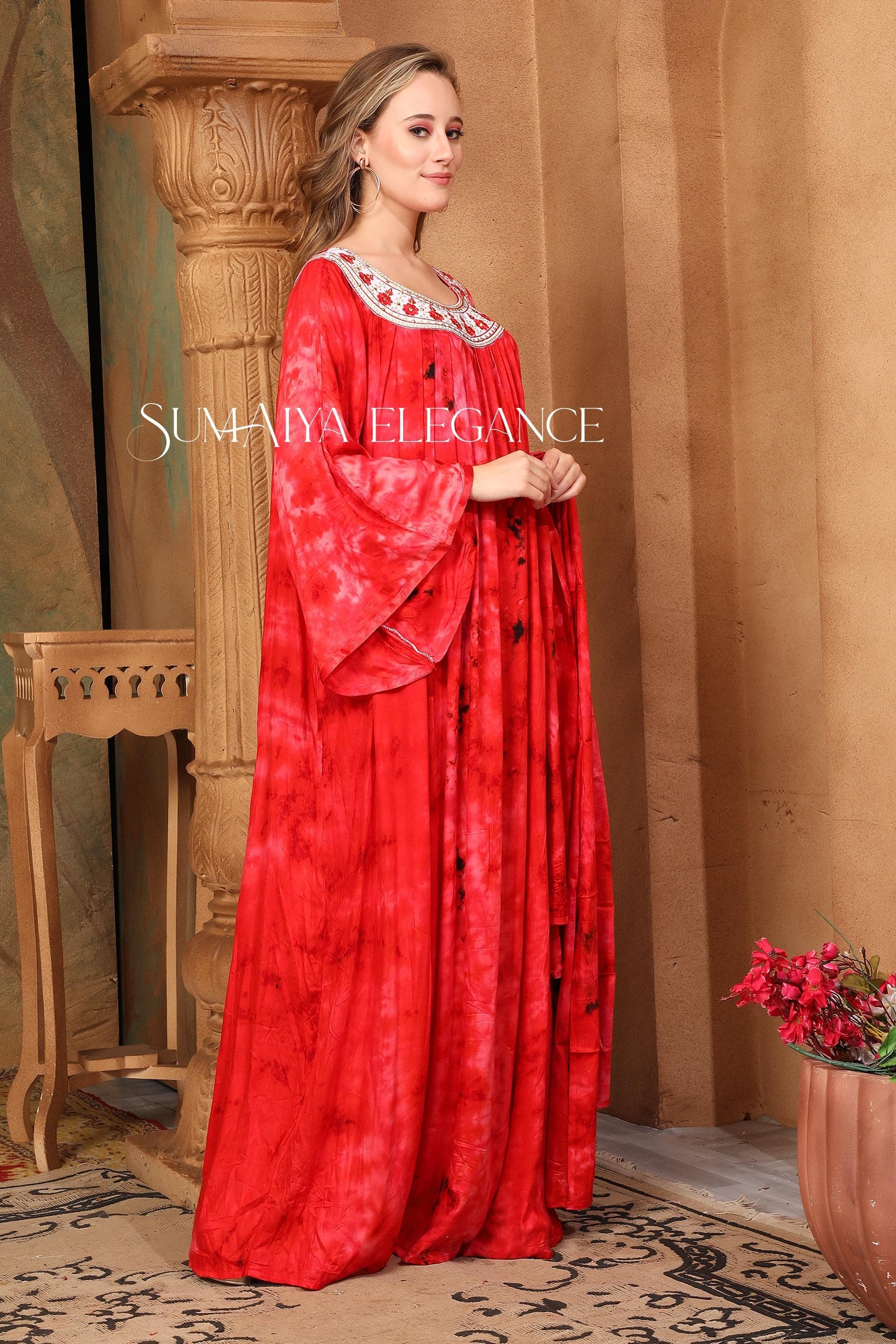 Handmade Reyon Cotton Kaftan Maxi Dress with Free Scarf - image 5