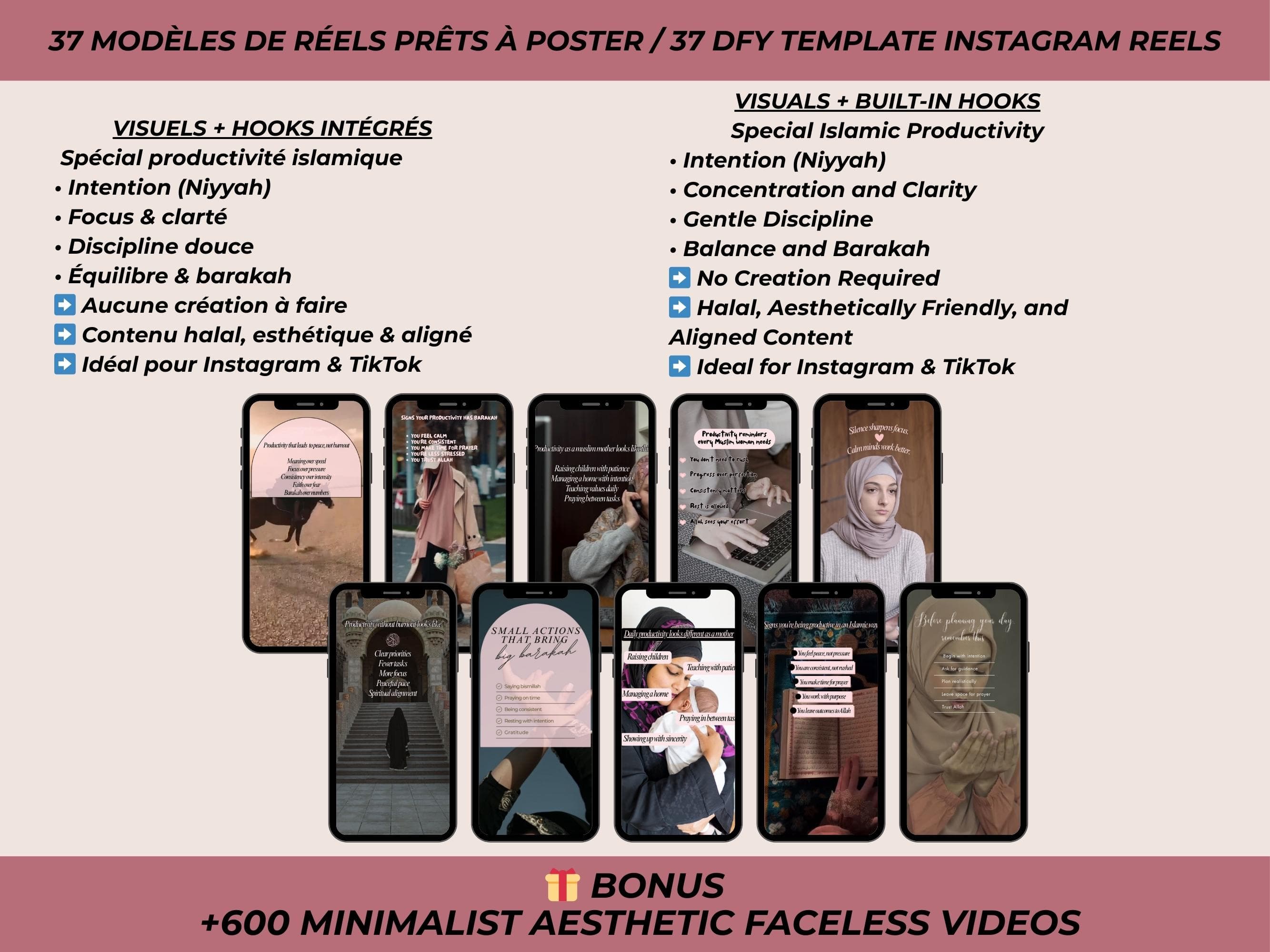 editable Muslim reels templates in Canva with customizable text colors and branding