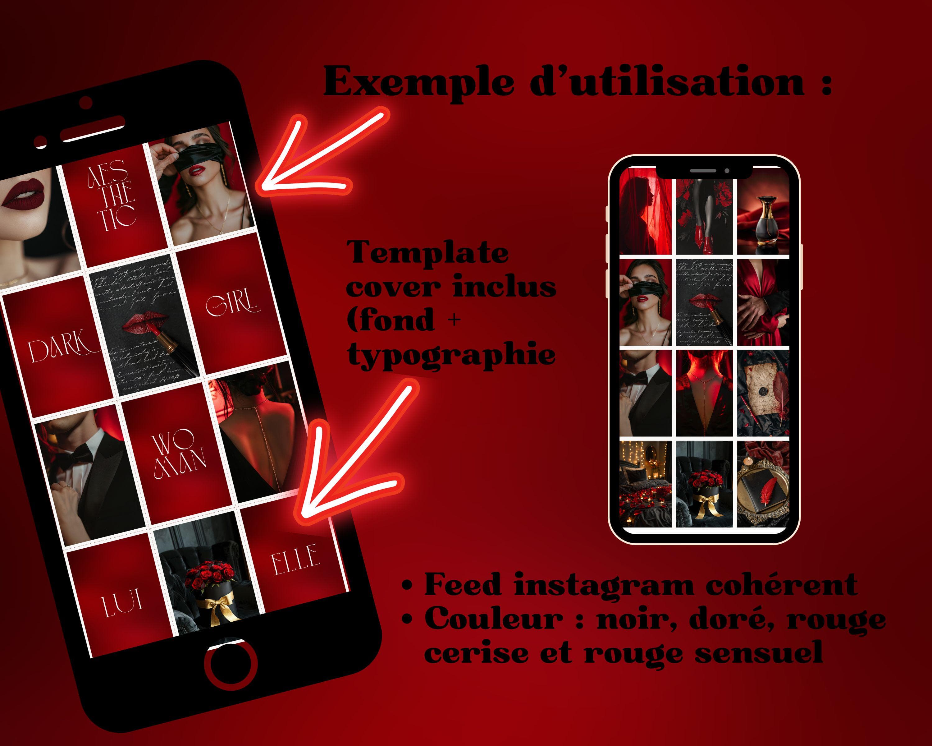 exemple d'utilisation des photos avec un feed qui aleterne fond uni et mes images faceless