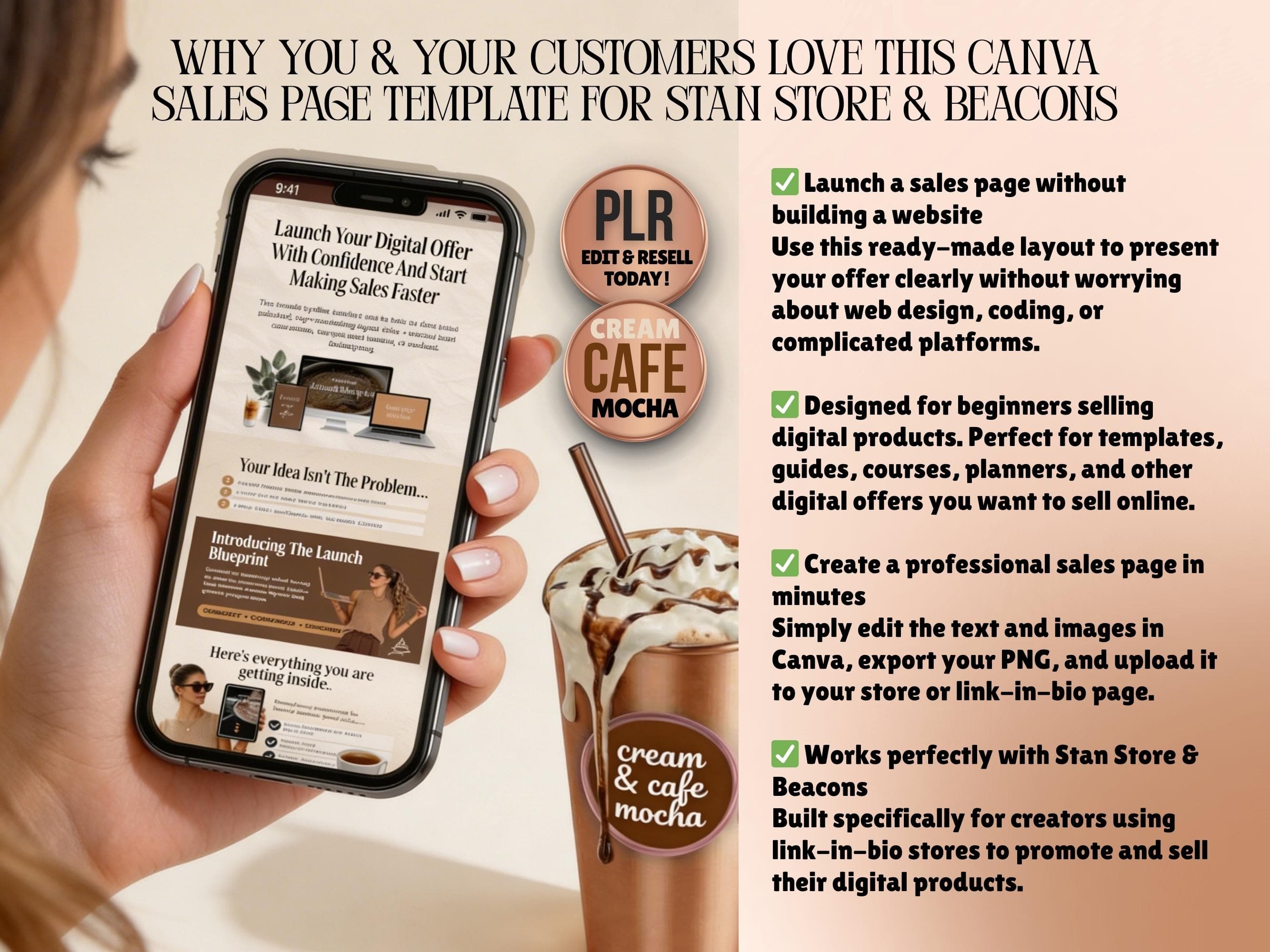 Canva sales page template for Stan Store and Beacons digital product sellers
