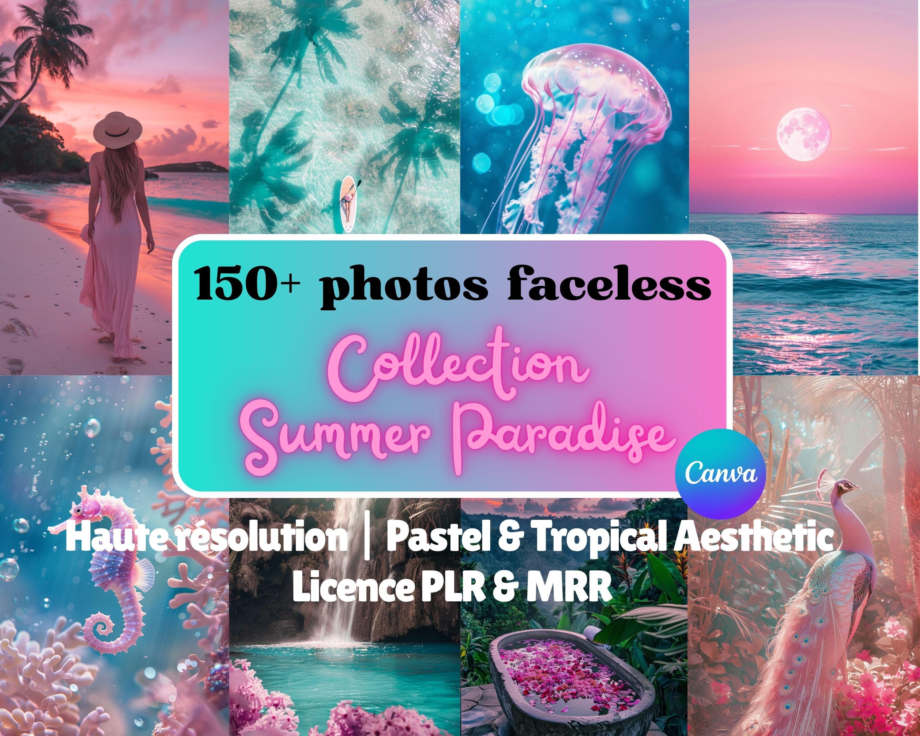 150 photos faceless pastel collection summer paradise couleurs pastel pour contenu média social dans le style tropical et estival