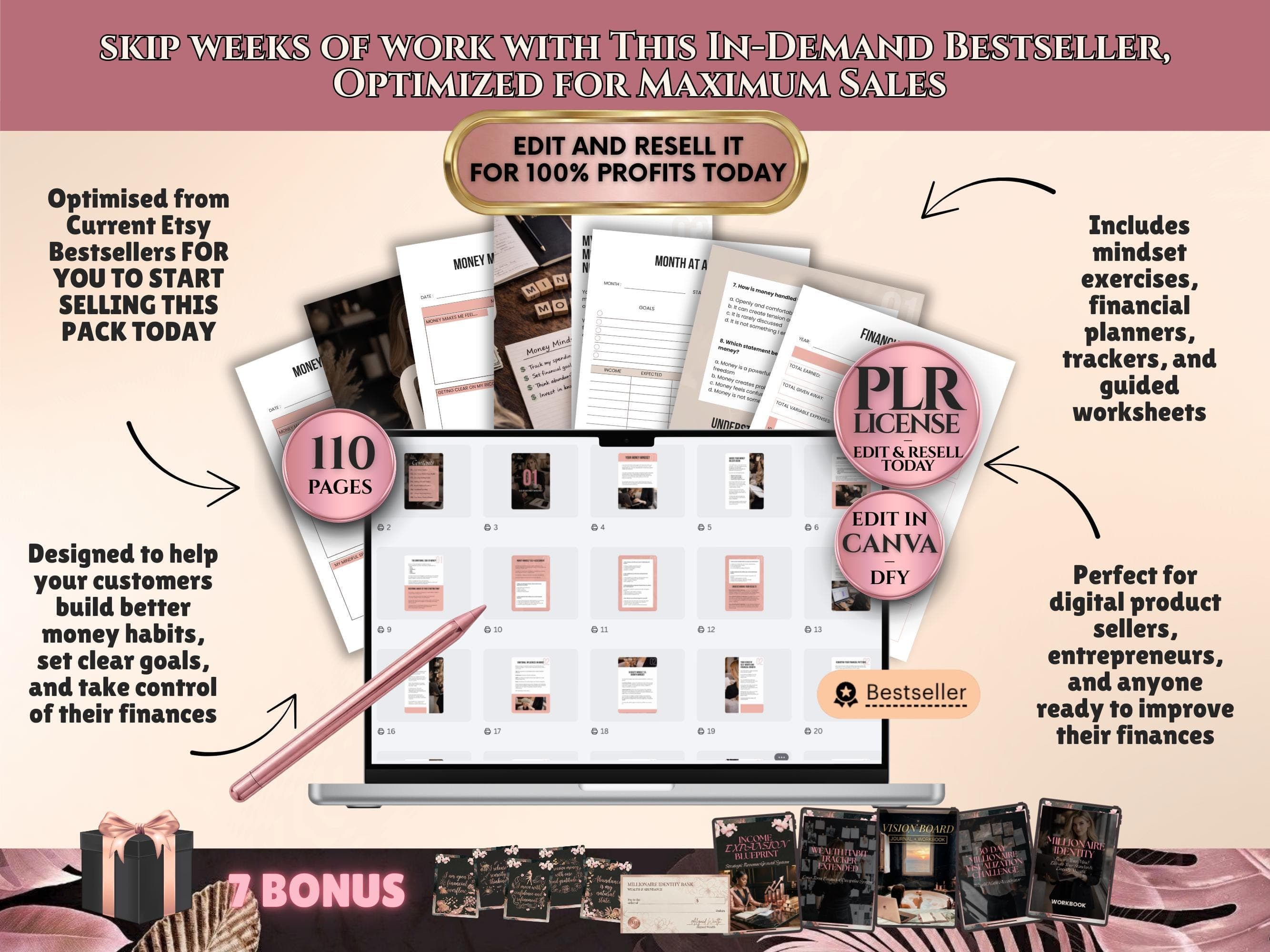 Millionaire vision board workbook printable to visualize income goals and long term lifestyle growth